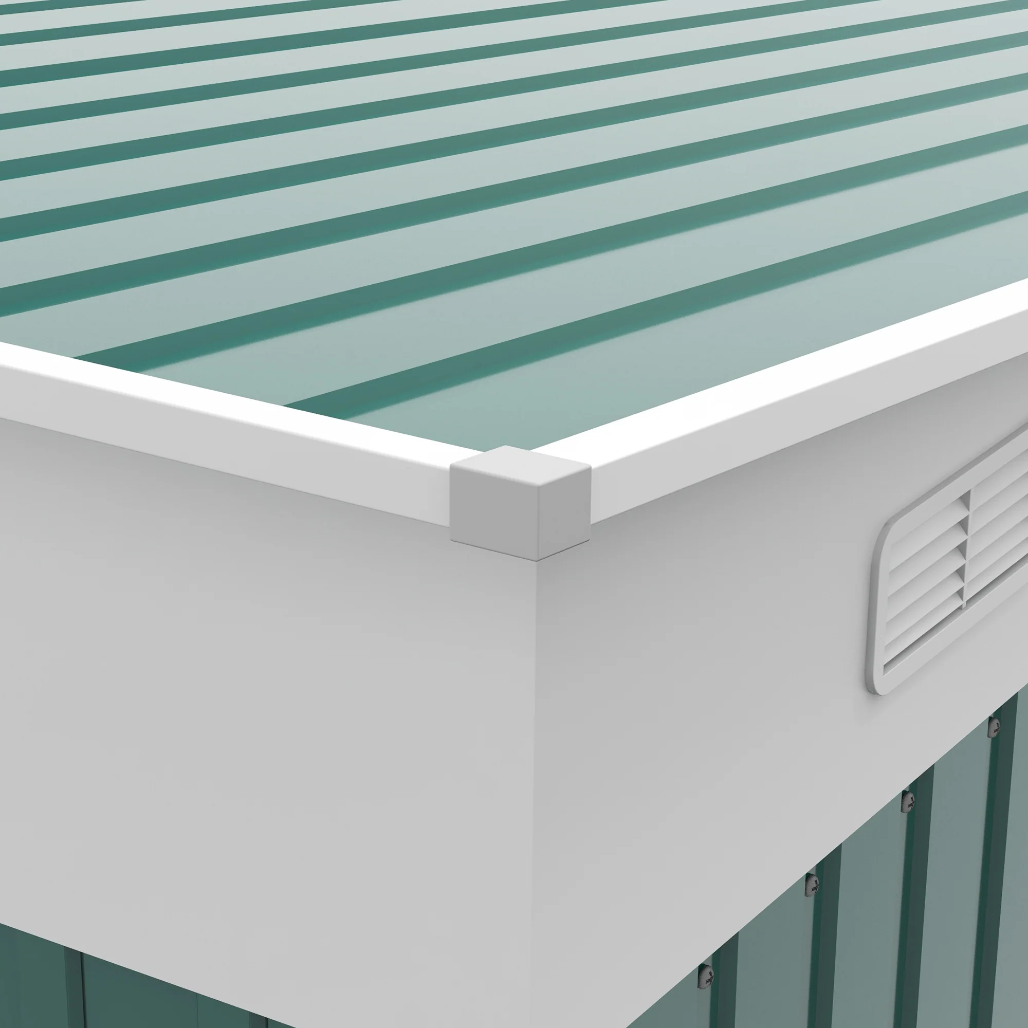 Outsunny 11.3x9.2ft Steel Garden Storage Shed w/ Sliding Doors & 2 Vents, Green - Image 8