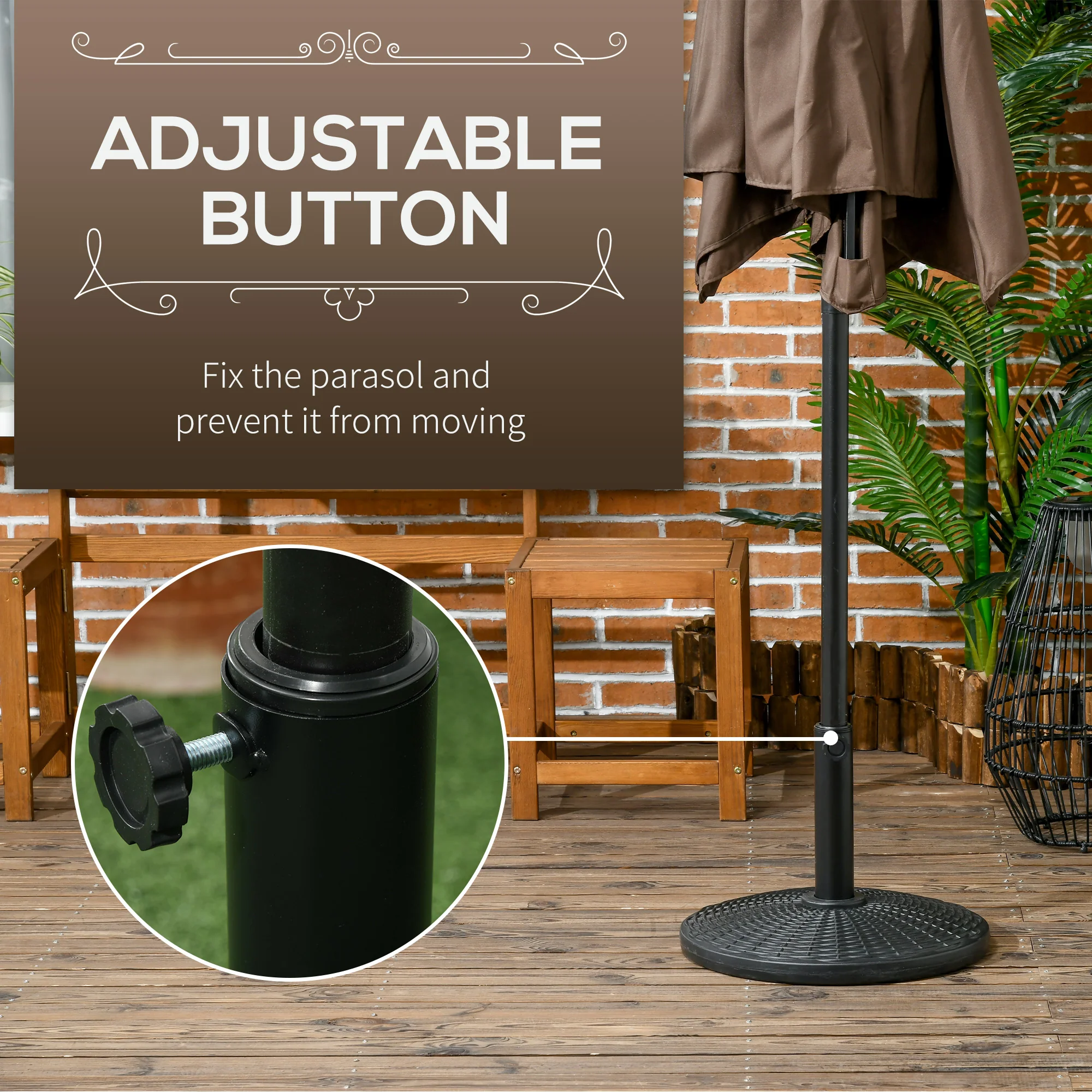 Outsunny 11.5kg Patio Weighted Umbrella Base Parasol Holder Outdoor Stand - Image 3