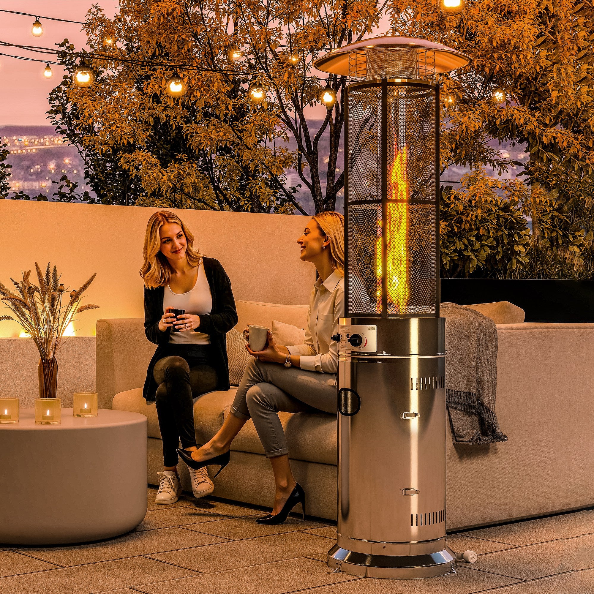 Outsunny 11 KW Patio Heater, Propane Heater with Tip-Over Switch, Silver - Image 2