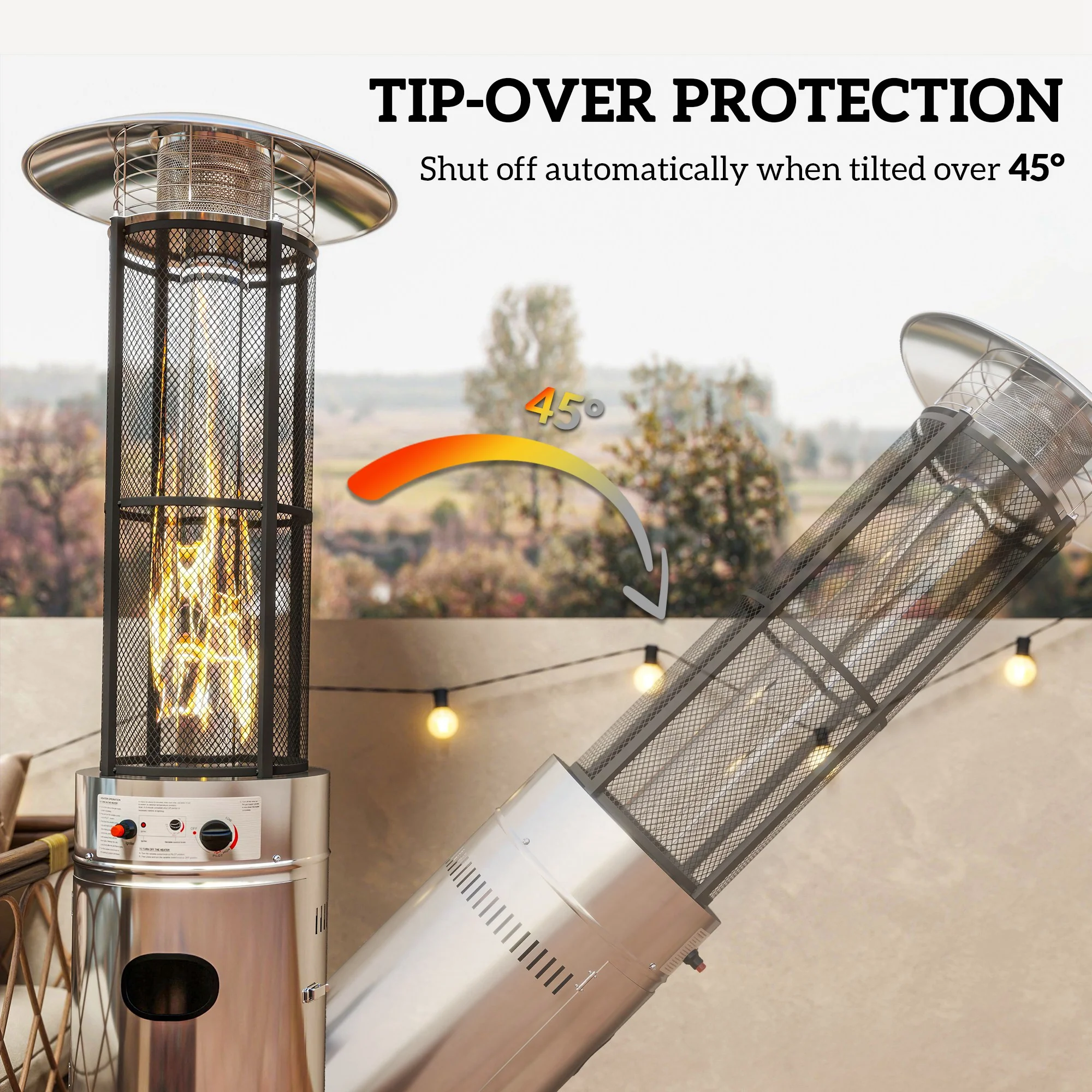 Outsunny 11 KW Patio Heater, Propane Heater with Tip-Over Switch, Silver - Image 4