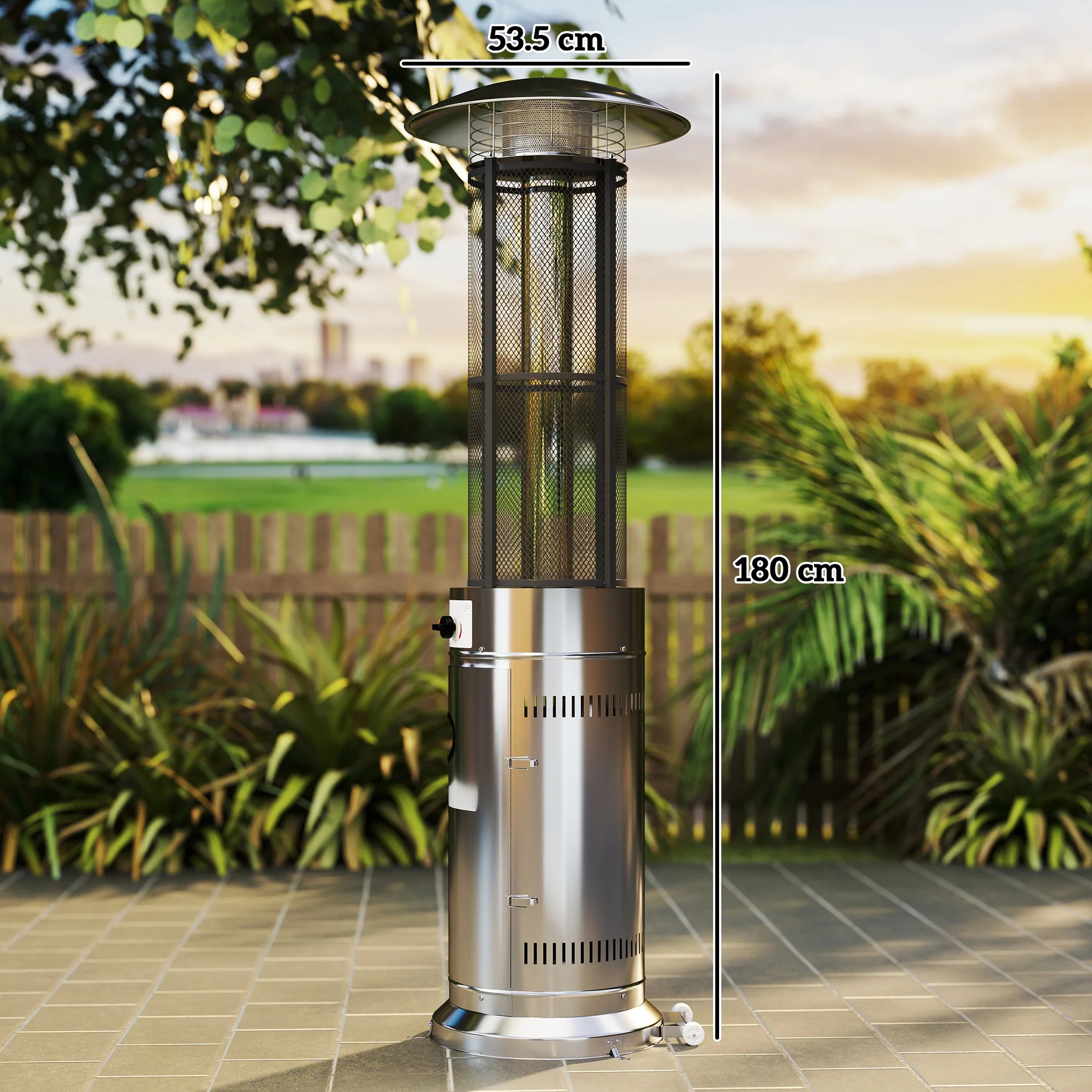 Outsunny 11 KW Patio Heater, Propane Heater with Tip-Over Switch, Silver - Image 5