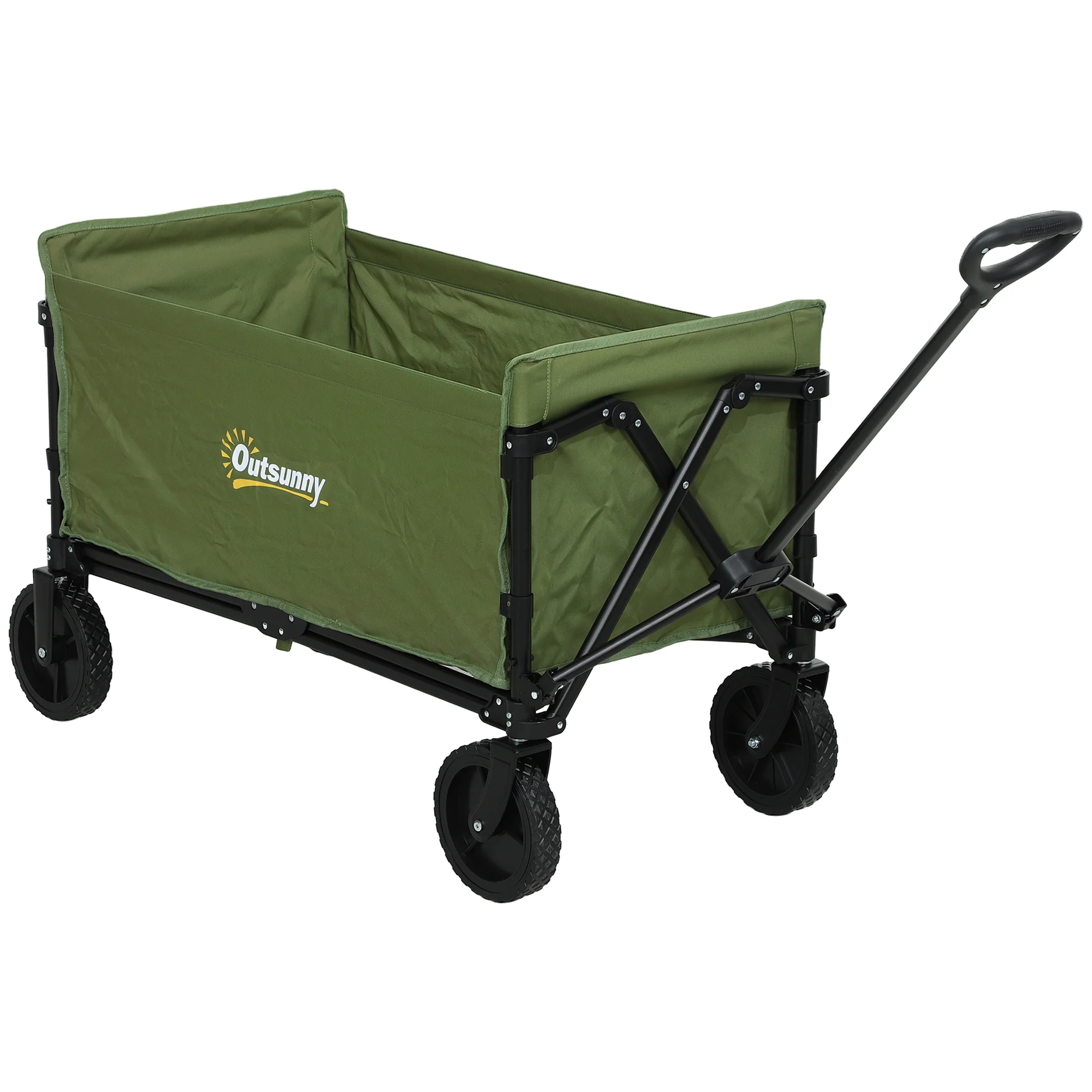 Outsunny 120L Folding Collapsible Wagon With Adjustable Handle, Grey - Image 10
