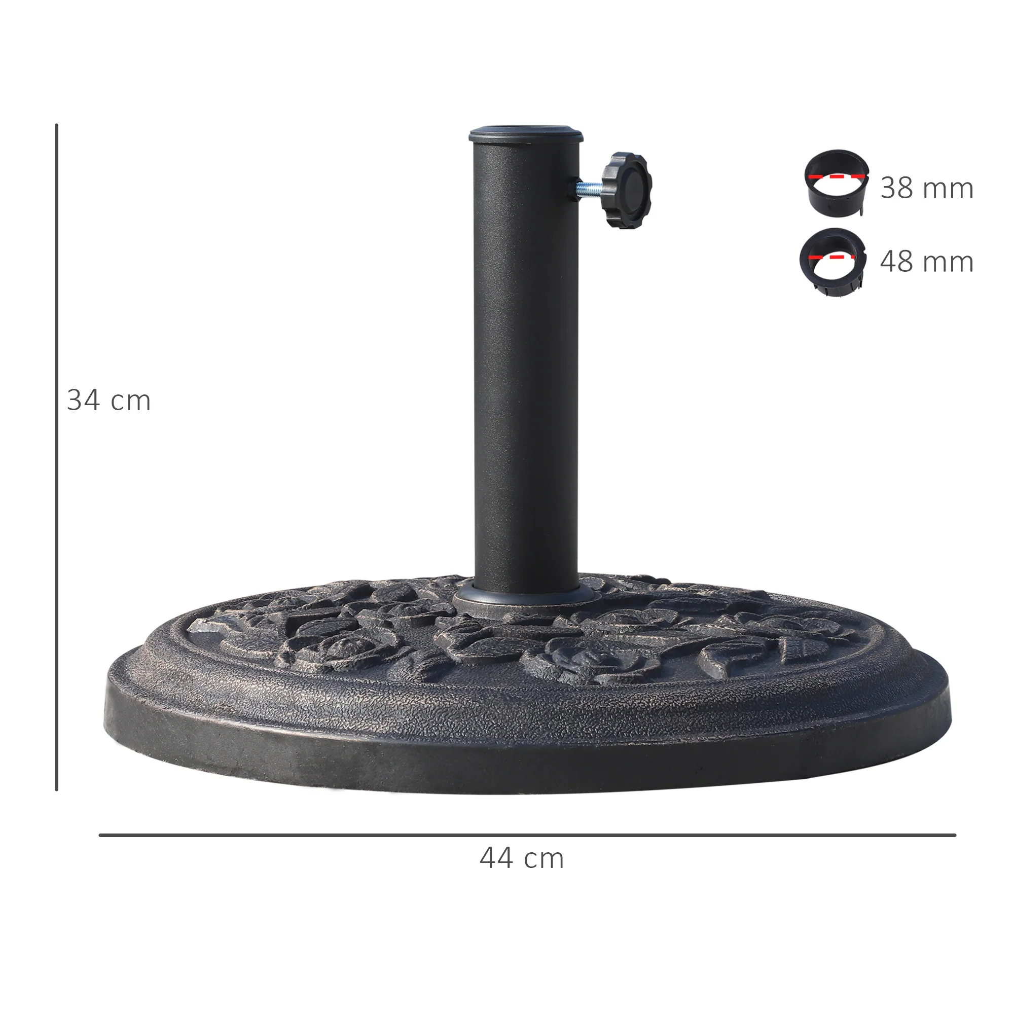 Outsunny 12kg Garden Parasol Base, Round Resin Sun Umbrella Base, Bronze - Image 5
