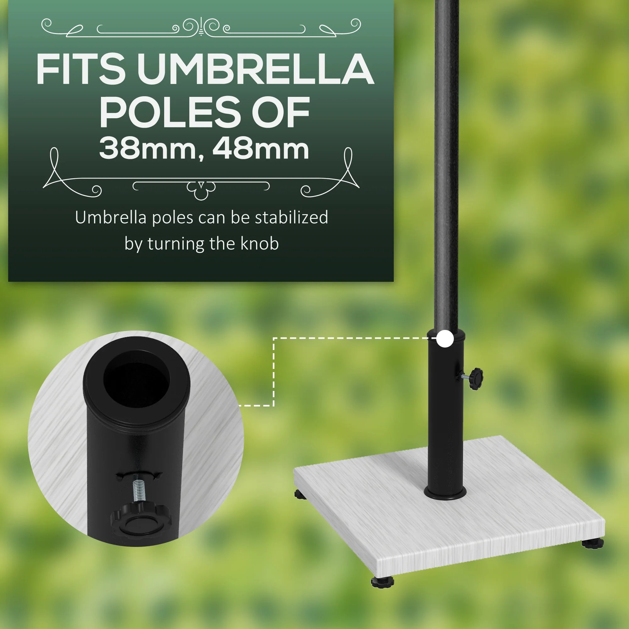 Outsunny 12kg Garden Parasol Base w/ Adjustable Foot Concrete Umbrella Stand - Image 3