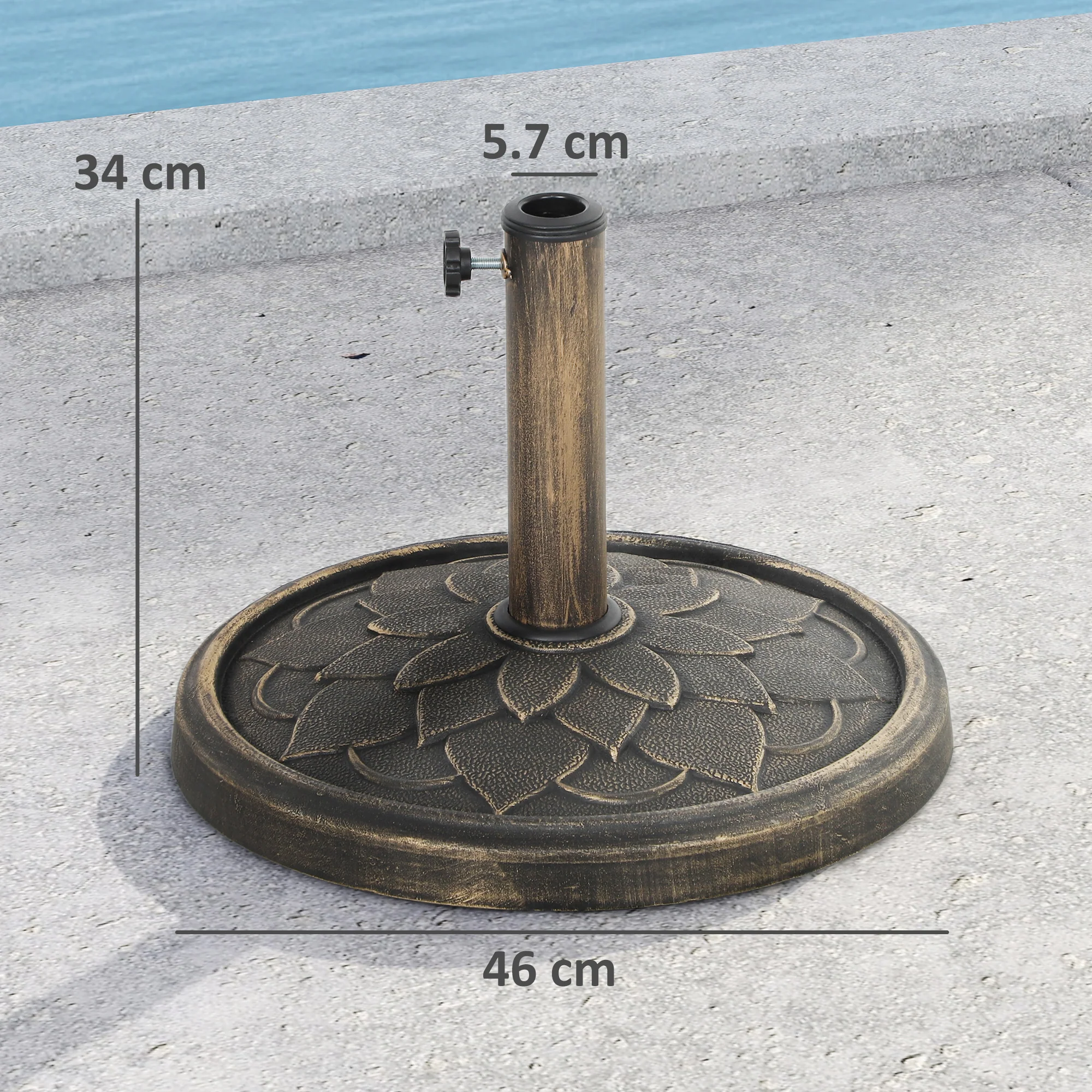 Outsunny 12kg Resin Garden Parasol Base Sun Umbrella Base, Bronze Tone - Image 5