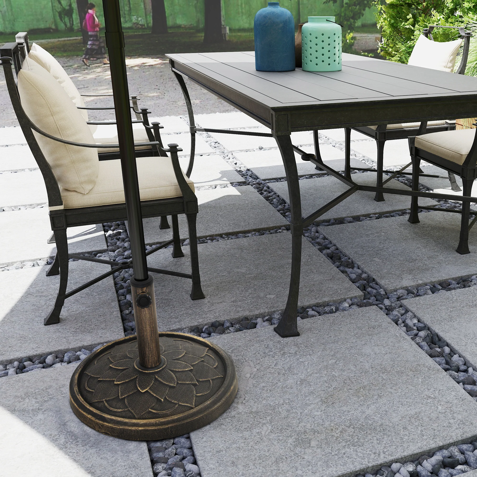 Outsunny 12kg Resin Garden Parasol Base Sun Umbrella Base, Bronze Tone - Image 8