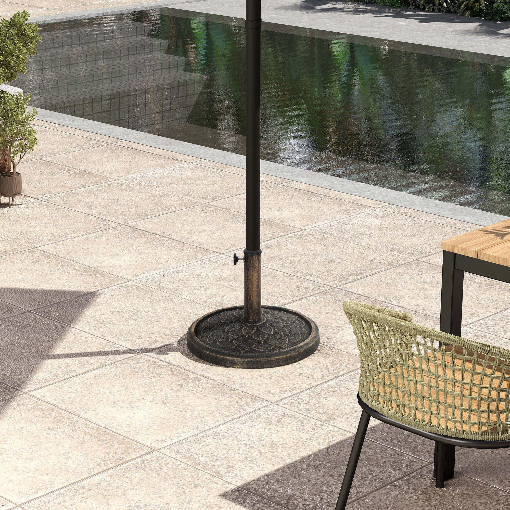 Outsunny 12kg Resin Garden Parasol Base Sun Umbrella Base, Bronze Tone - Image 9