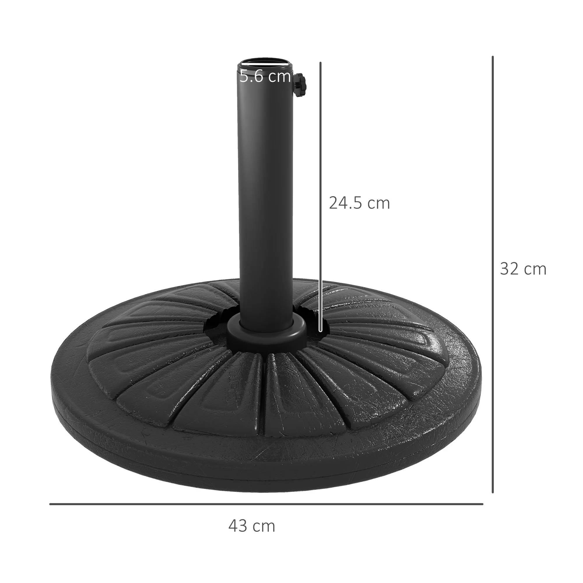 Outsunny 13 Kg Patio Umbrella Base Stand, Concrete Umbrella Holder, Black - Image 3