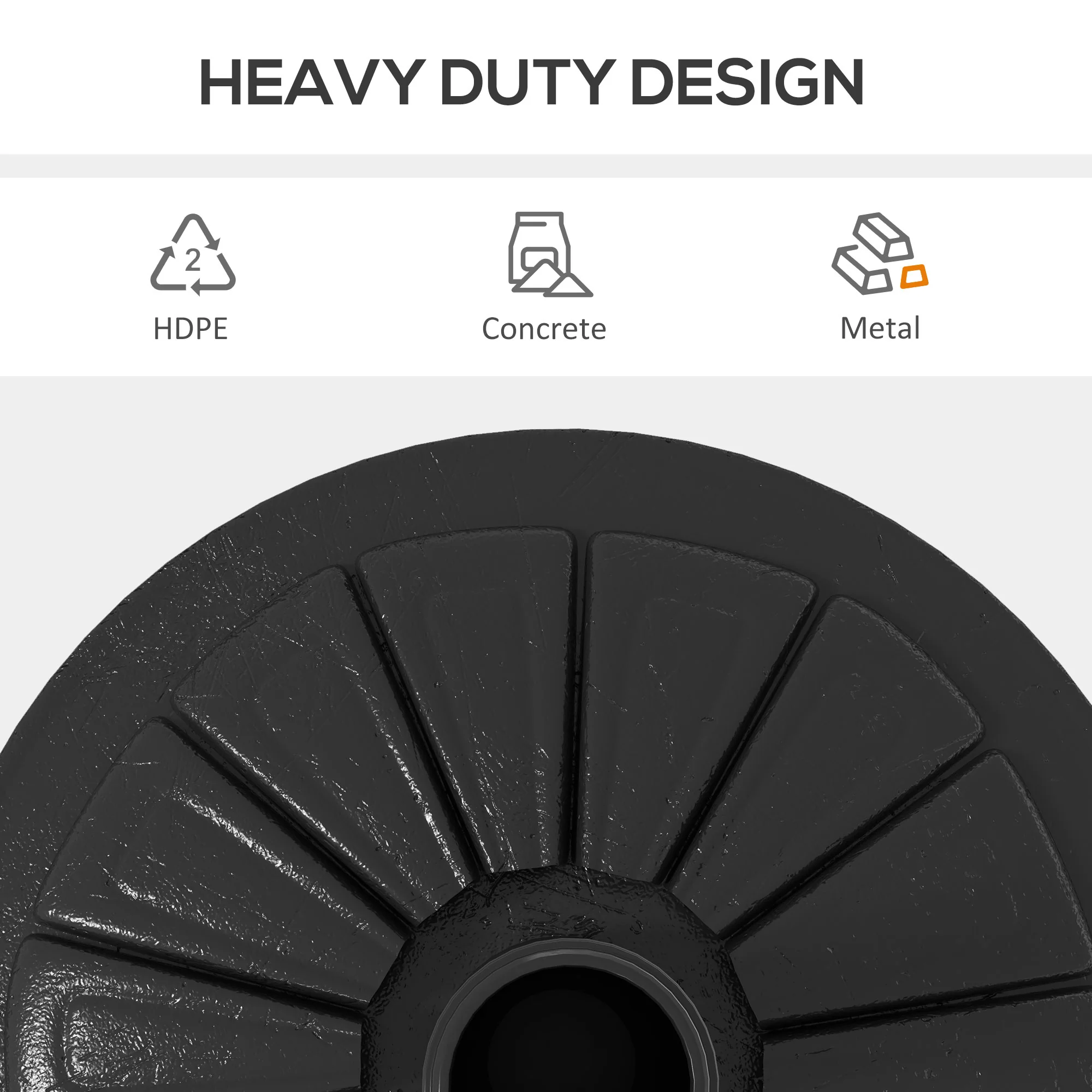 Outsunny 13 Kg Patio Umbrella Base Stand, Concrete Umbrella Holder, Black - Image 5