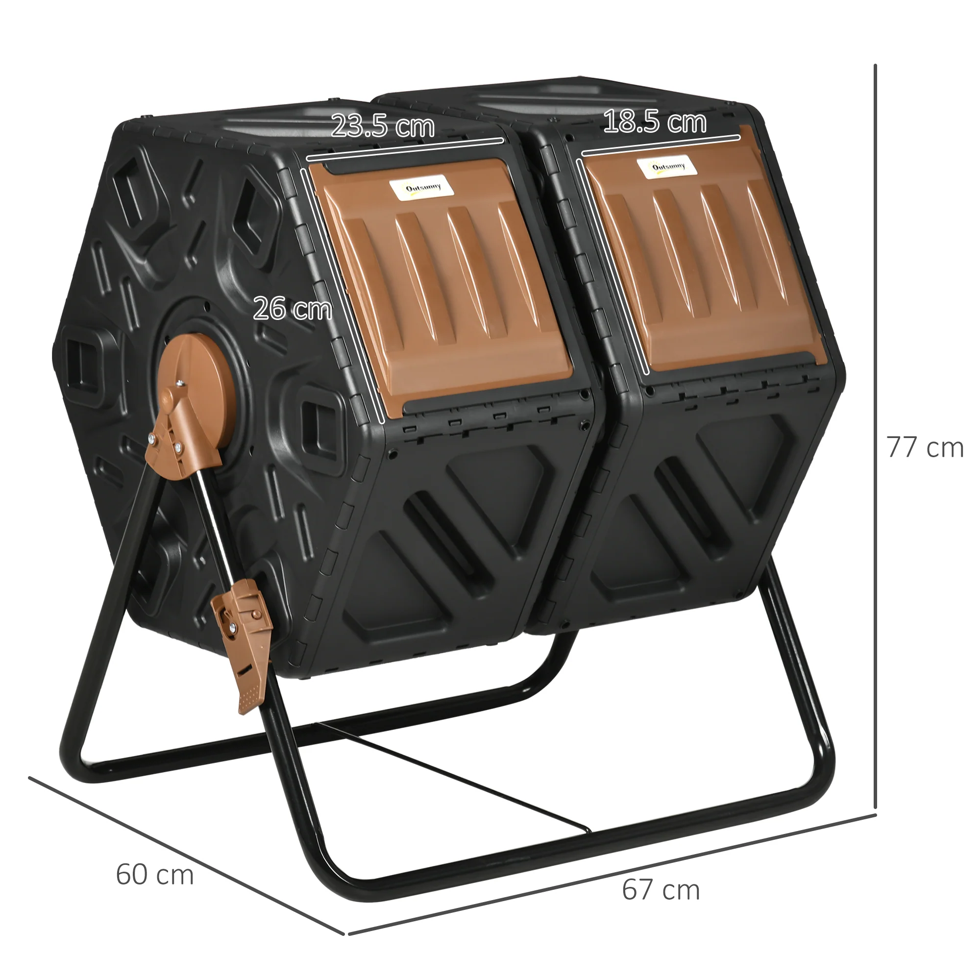 Outsunny 130L Compost Bin Dual Chamber Rotating Composter w/ Ventilation Holes - Image 5