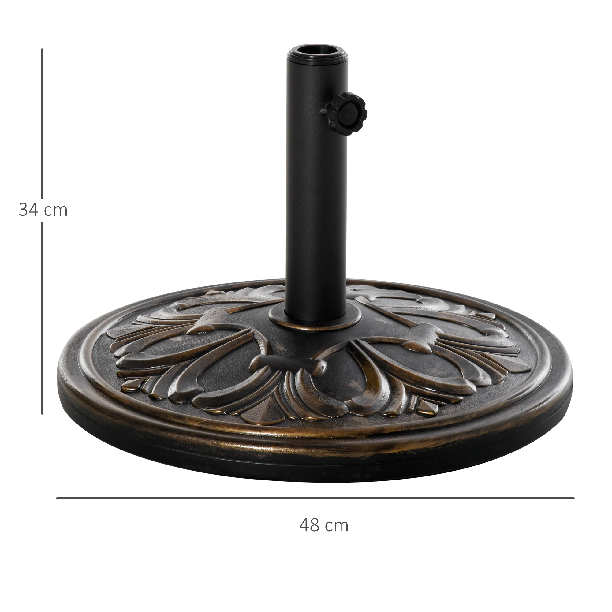 Outsunny 13KG Round Parasol Base Heavy Duty Cement Stand Umbrella Holder Bronze - Image 5