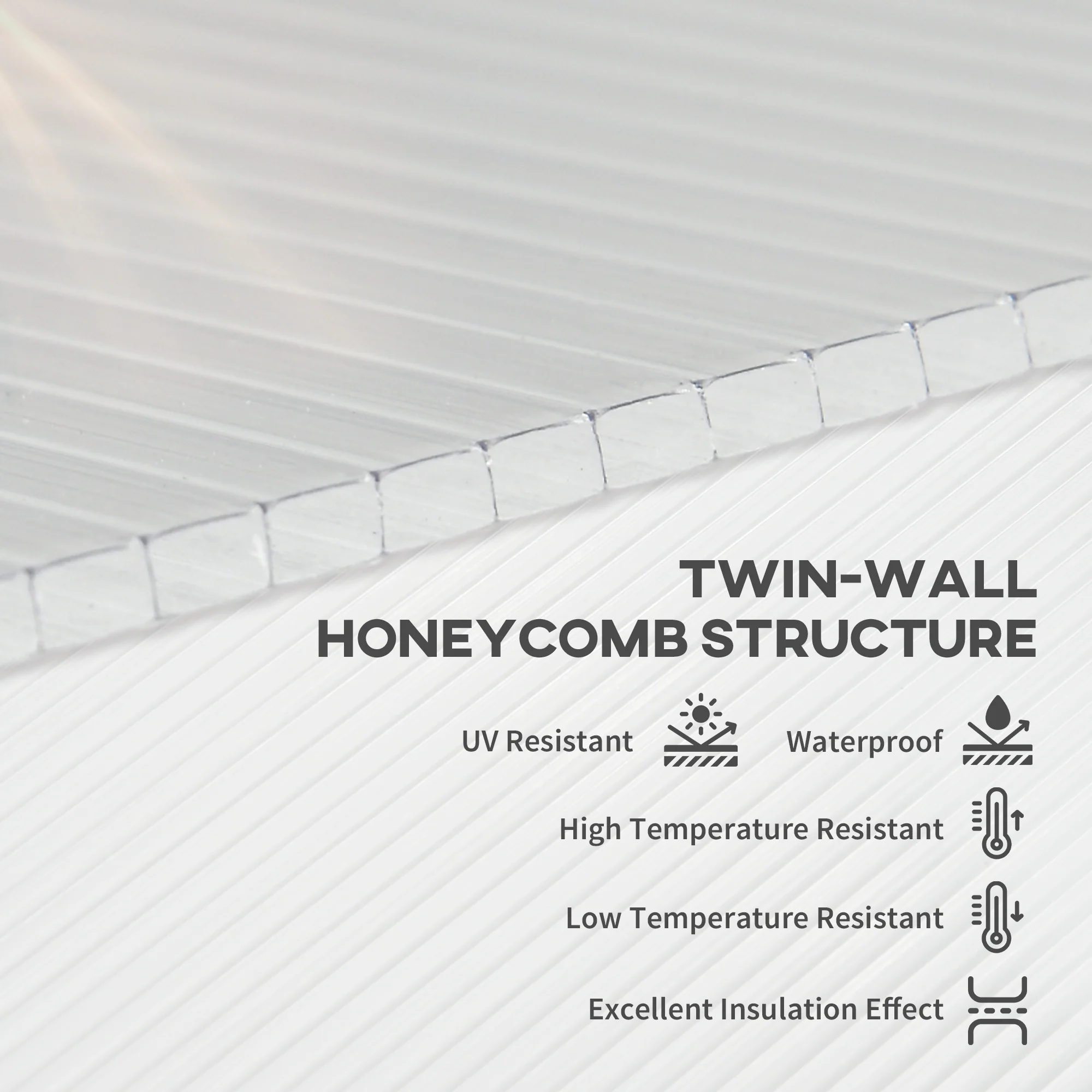 Outsunny 14 Pieces Twin-Wall Greenhouse Polycarbonate Sheets, 121 x 61 x 0.4cm - Image 3