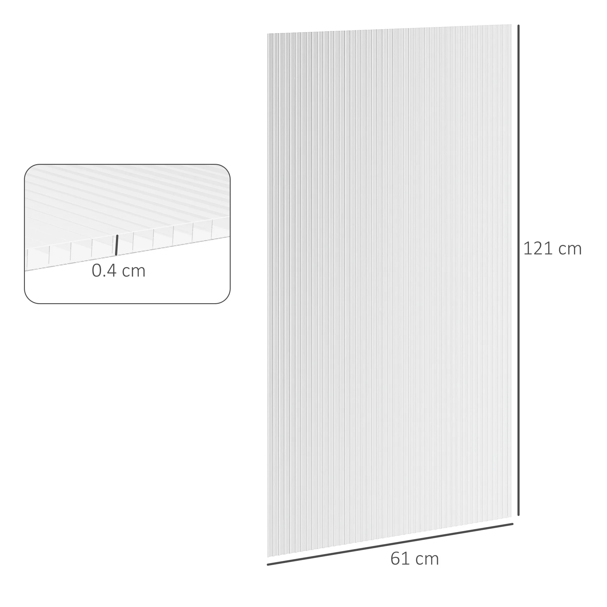 Outsunny 14 Pieces Twin-Wall Greenhouse Polycarbonate Sheets, 121 x 61 x 0.4cm - Image 5