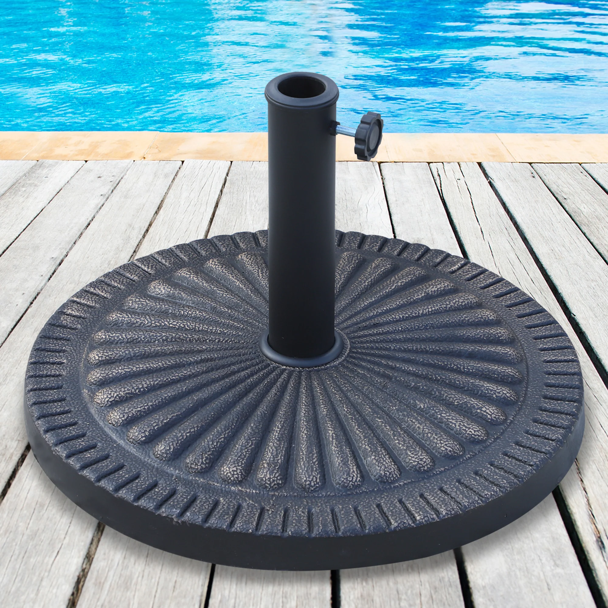 Outsunny 14kg Garden Parasol Base, Round Resin Sun Umbrella Base, Bronze - Image 2