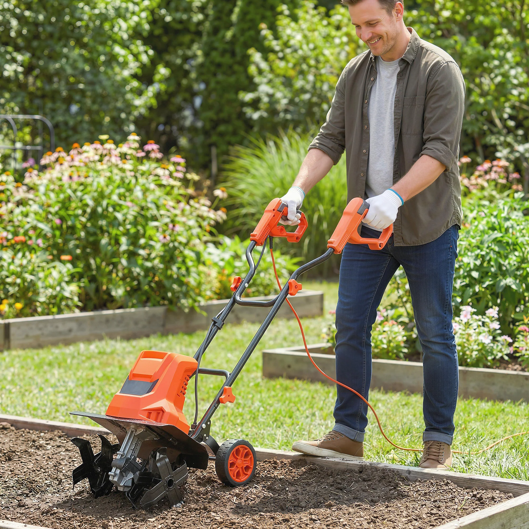 Outsunny 1500W Electric Tiller With 40cm Working Width, 20cm Tilling Depth - Image 2