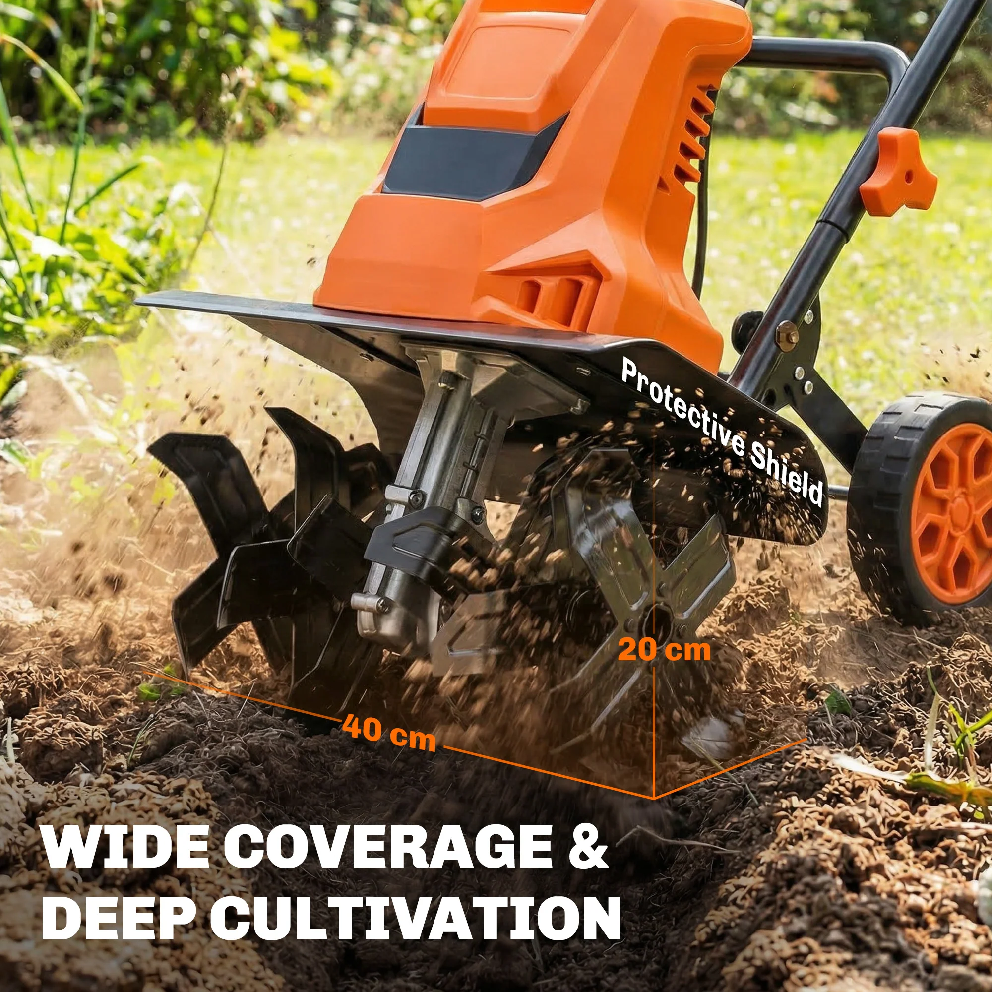 Outsunny 1500W Electric Tiller With 40cm Working Width, 20cm Tilling Depth - Image 6