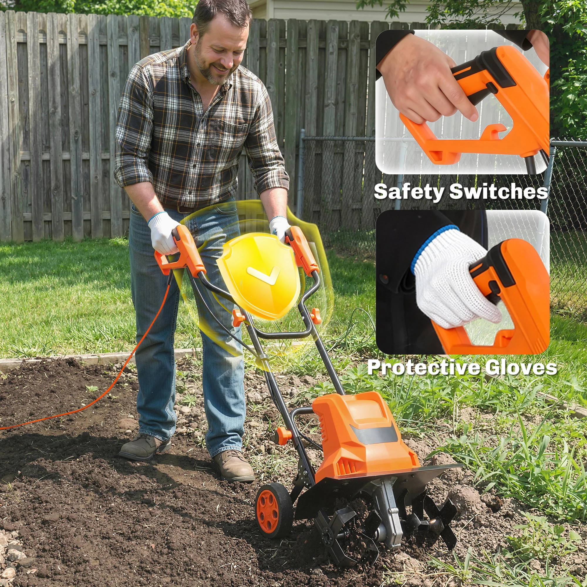 Outsunny 1500W Electric Tiller With 40cm Working Width, 20cm Tilling Depth - Image 8
