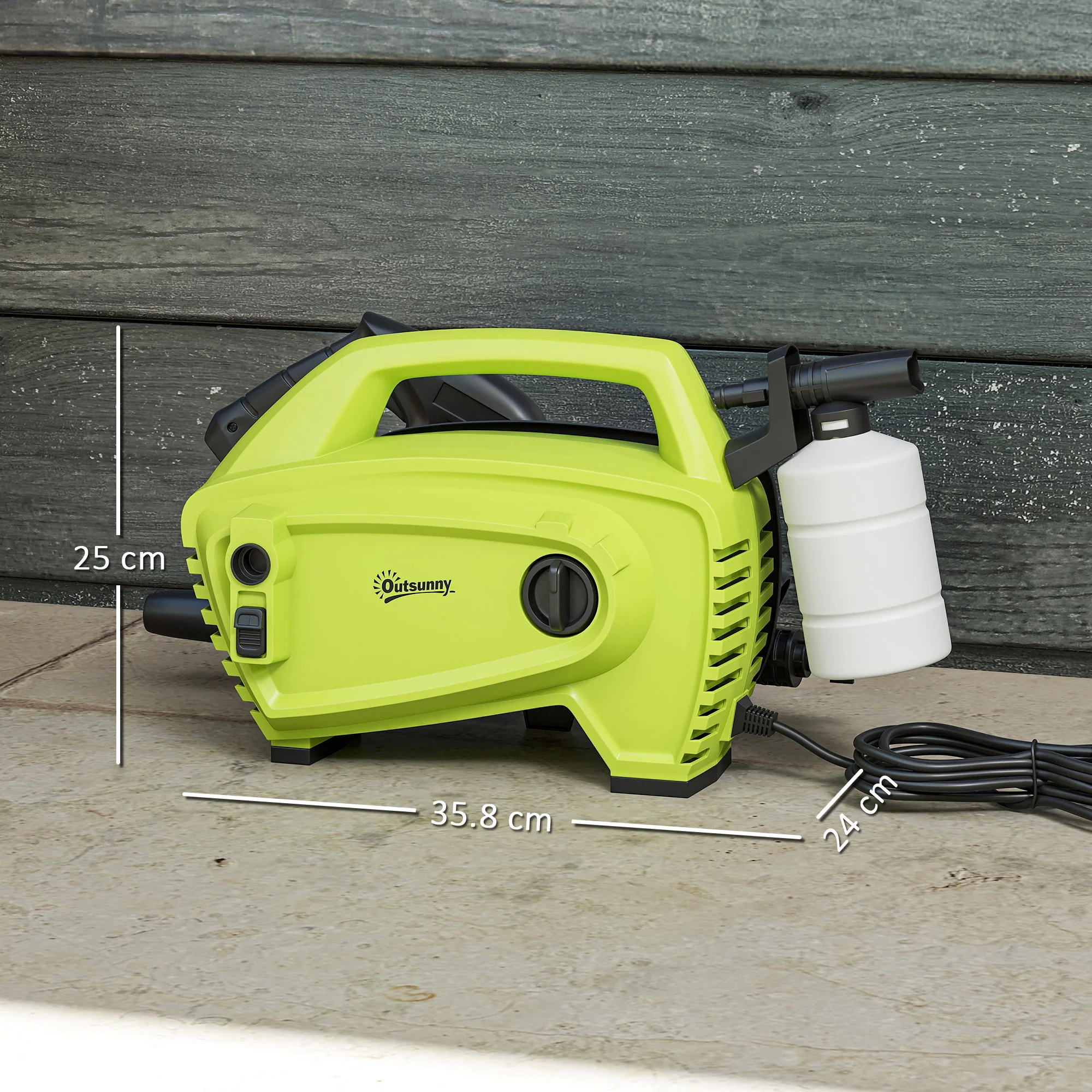 Outsunny 1600W Power Washer 130 Bar Pressure Washer 6M Hose, Nozzle, Green - Image 5