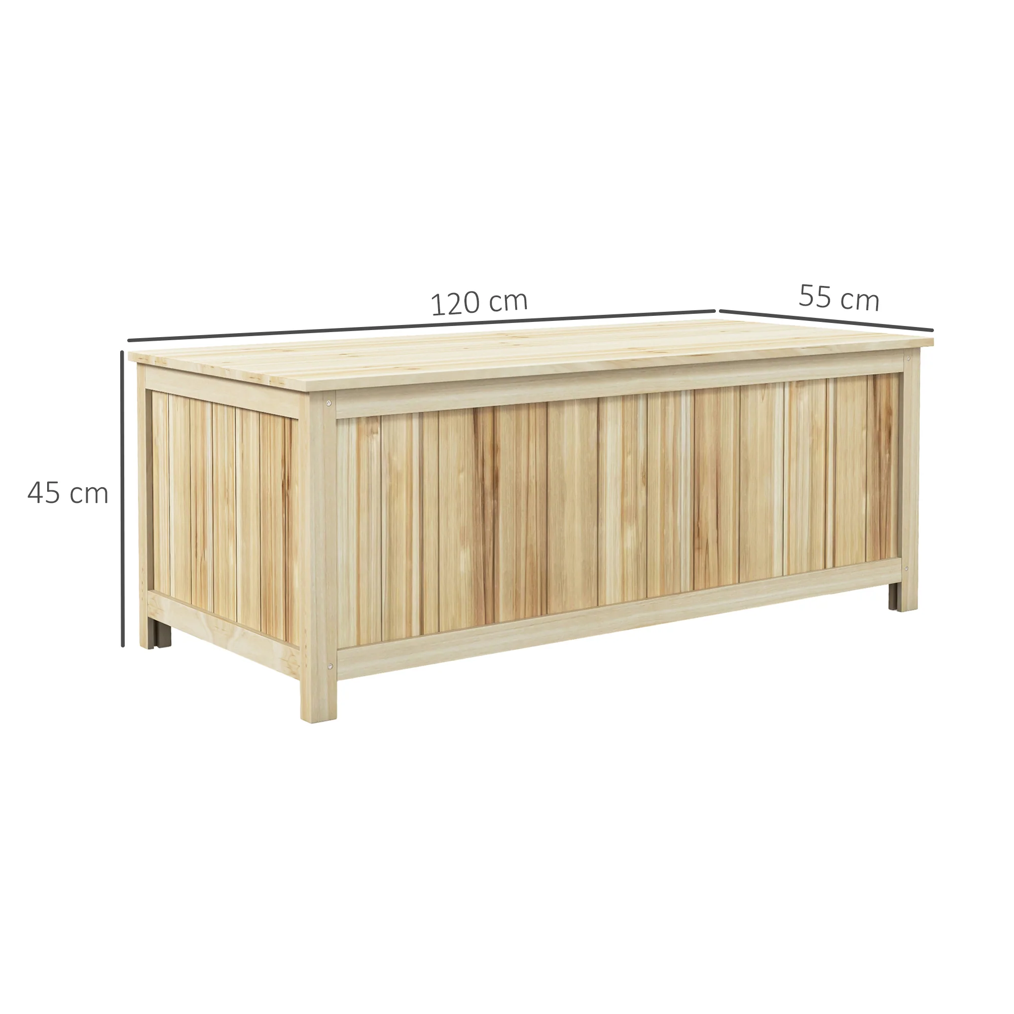 Outsunny 172 Litre Outdoor Storage Box, Wooden terrace Box, Natural - Image 5