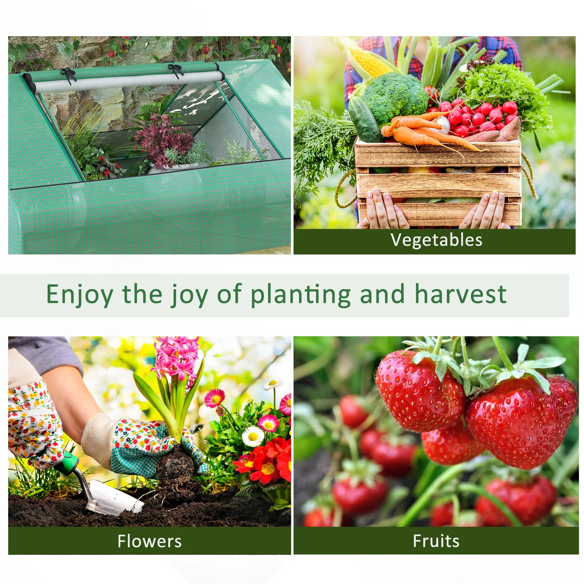 Outsunny 180 x 140 x 80cm Portable Mini Greenhouse with Zipped Windows, Green - Image 7