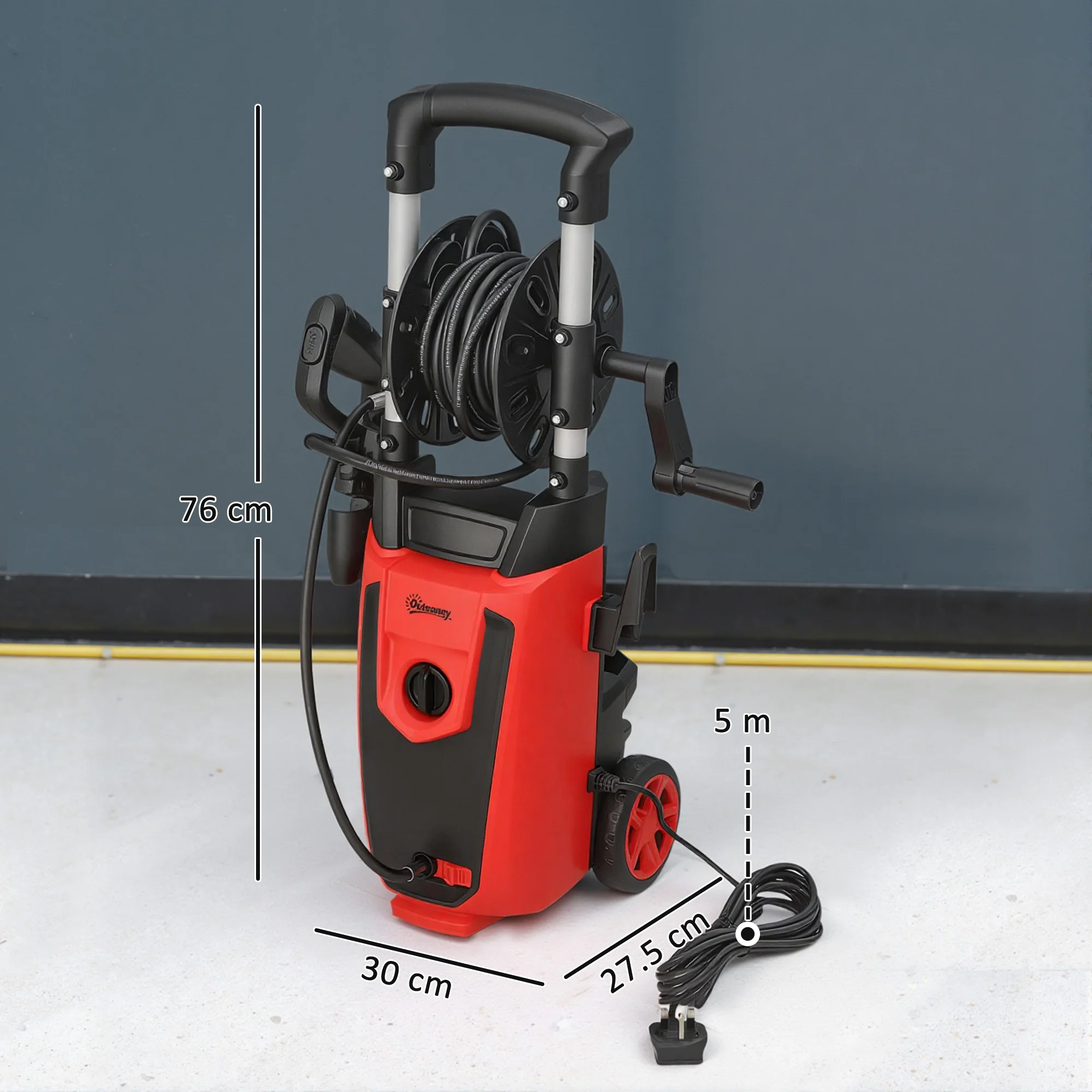 Outsunny 1800 W Power Washer 150 Bar Pressure With Adjustable Nozzle, Red - Image 5