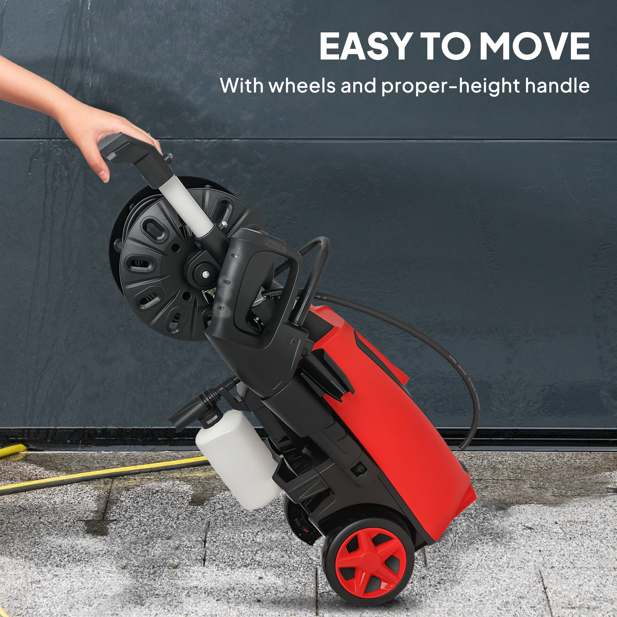 Outsunny 1800 W Power Washer 150 Bar Pressure With Adjustable Nozzle, Red - Image 8