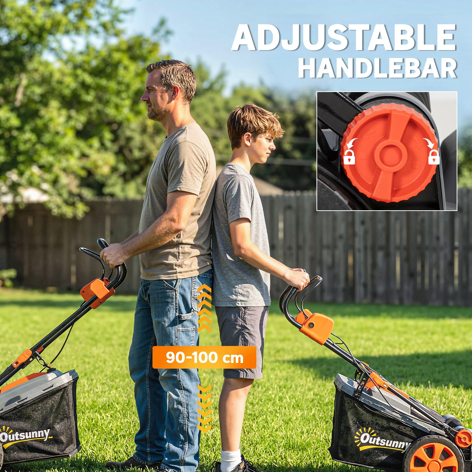 Outsunny 1800W Electric Lawnmower with 40cm Cutting Width, Mulching Feature - Image 8