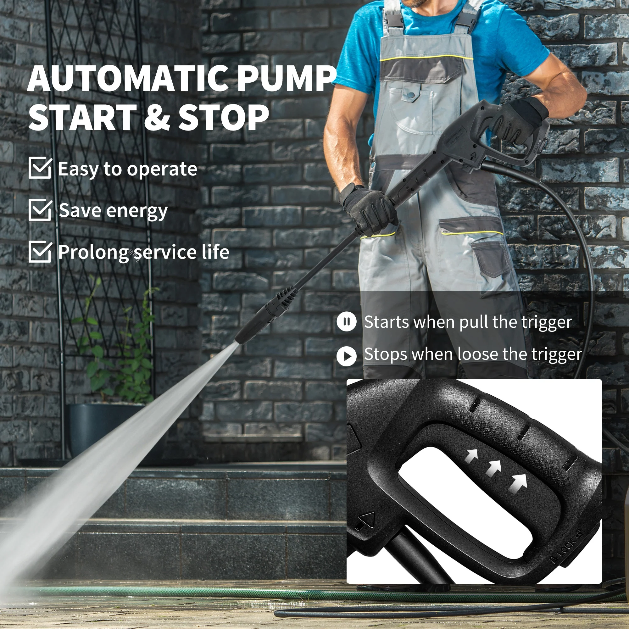 Outsunny 1800W Power Washer 150 Bar Pressure 6M Hose And Hose Reel - Image 15