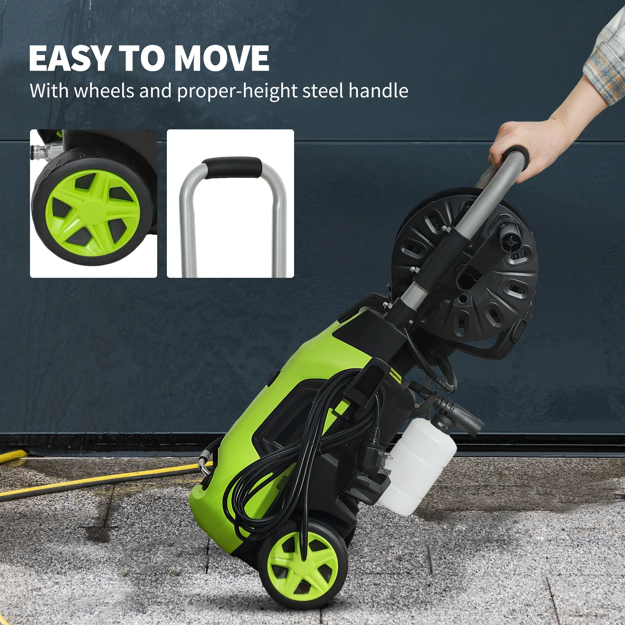 Outsunny 1800W Power Washer 150 Bar Pressure 6M Hose And Hose Reel - Image 17