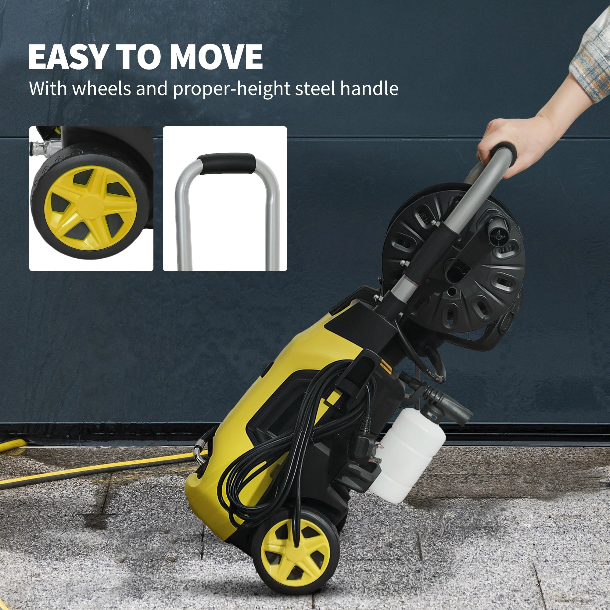 Outsunny 1800W Power Washer 150 Bar Pressure 6M Hose And Hose Reel - Image 26