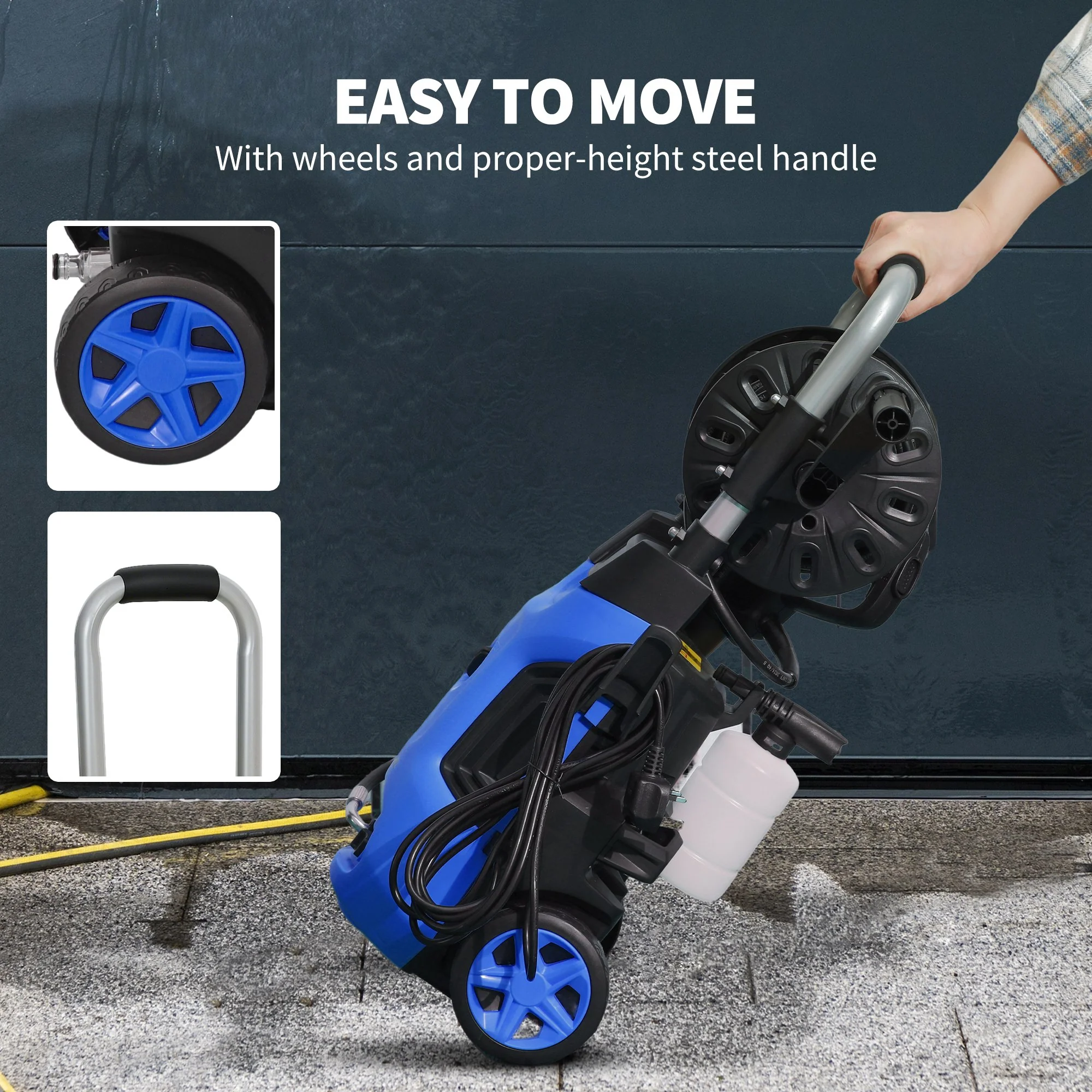 Outsunny 1800W Power Washer 150 Bar Pressure 6M Hose And Hose Reel - Image 8