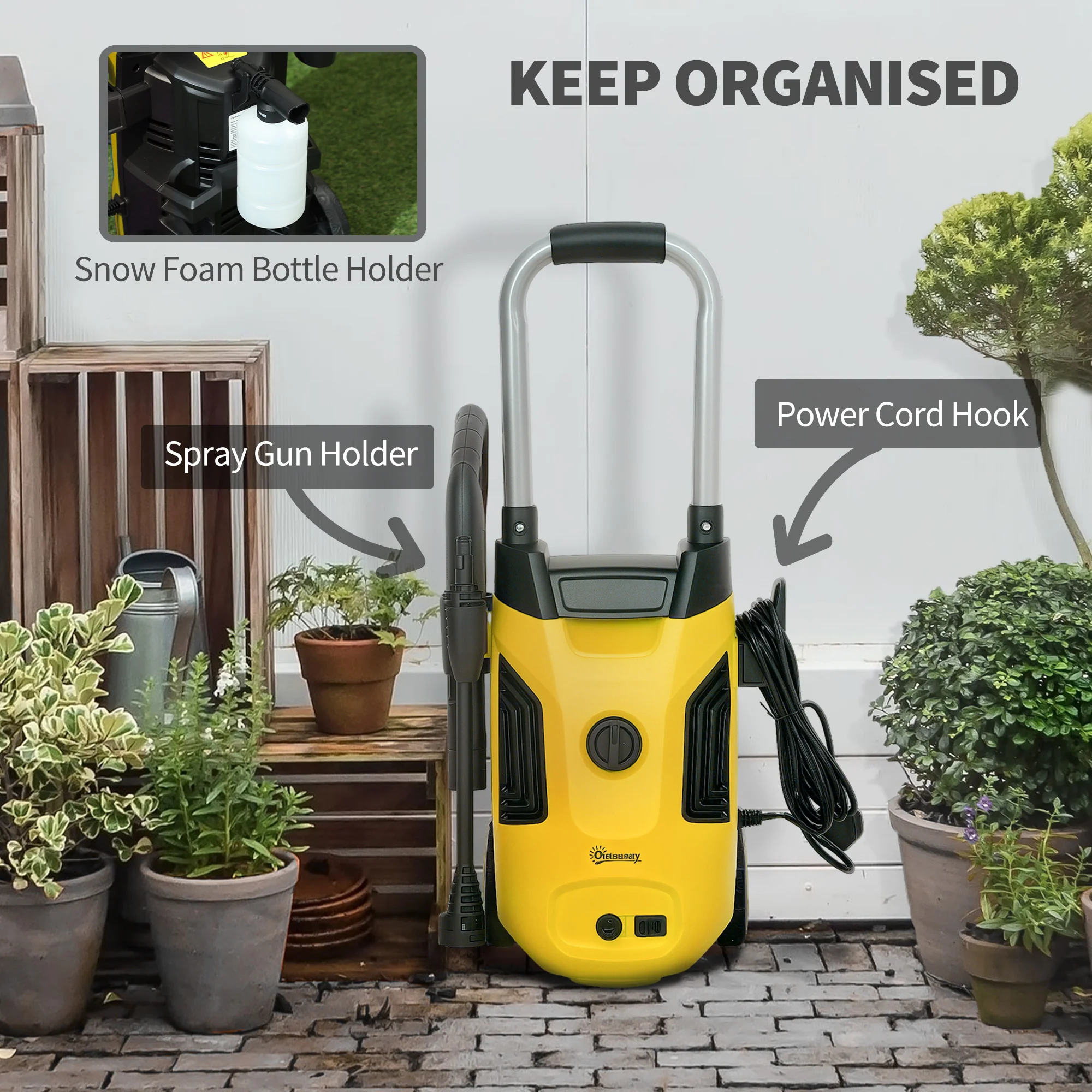 Outsunny 1800W Power Washer 150 Bar Pressure With Adjustable Nozzle - Image 25
