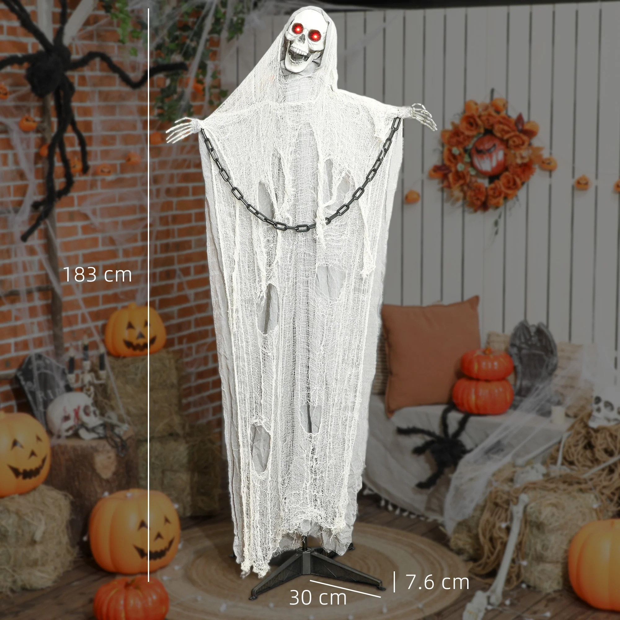 Outsunny 183 cm Life Size Scary Halloween Decorations, Battery Operated - Image 3