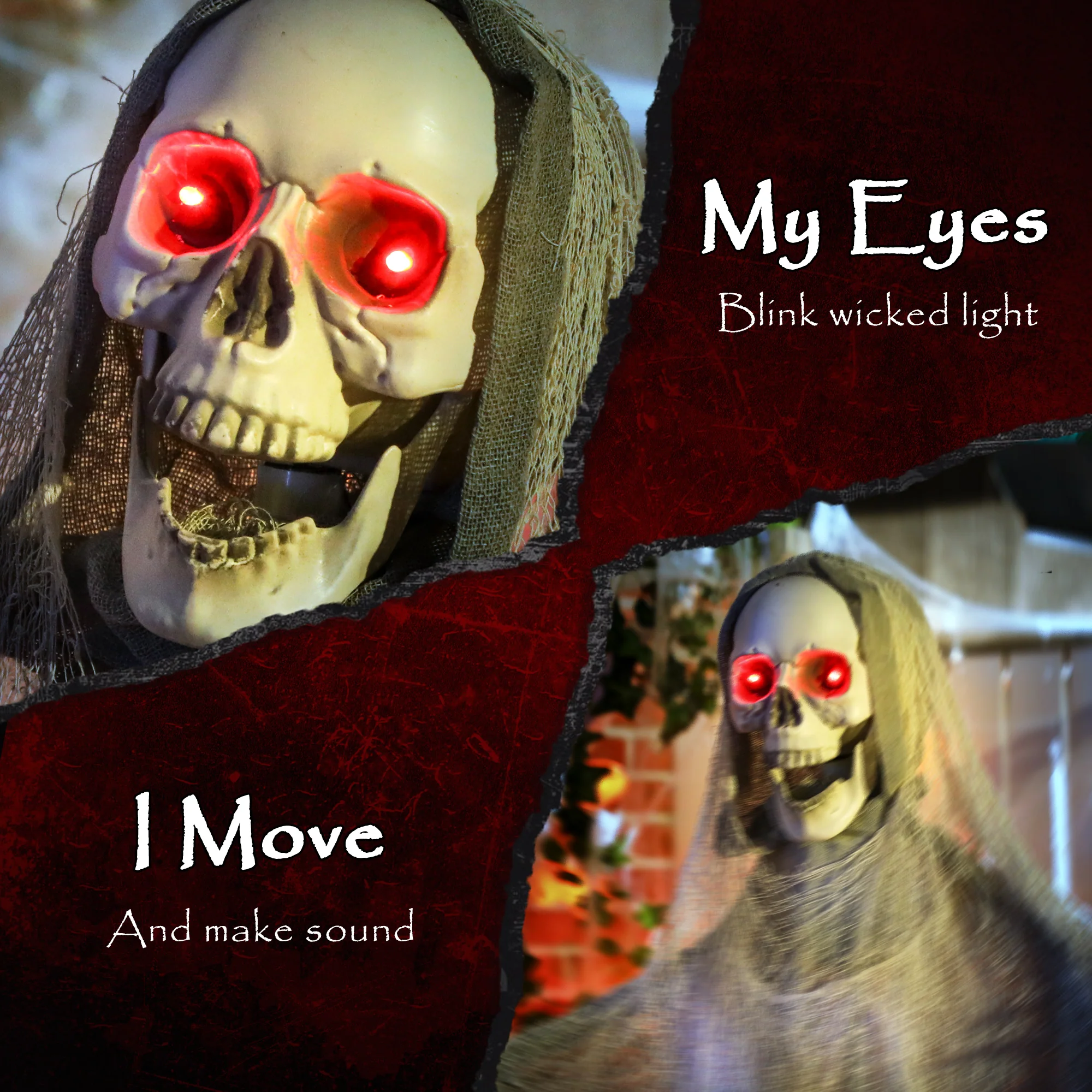 Outsunny 183 cm Life Size Scary Halloween Decorations, Battery Operated - Image 4