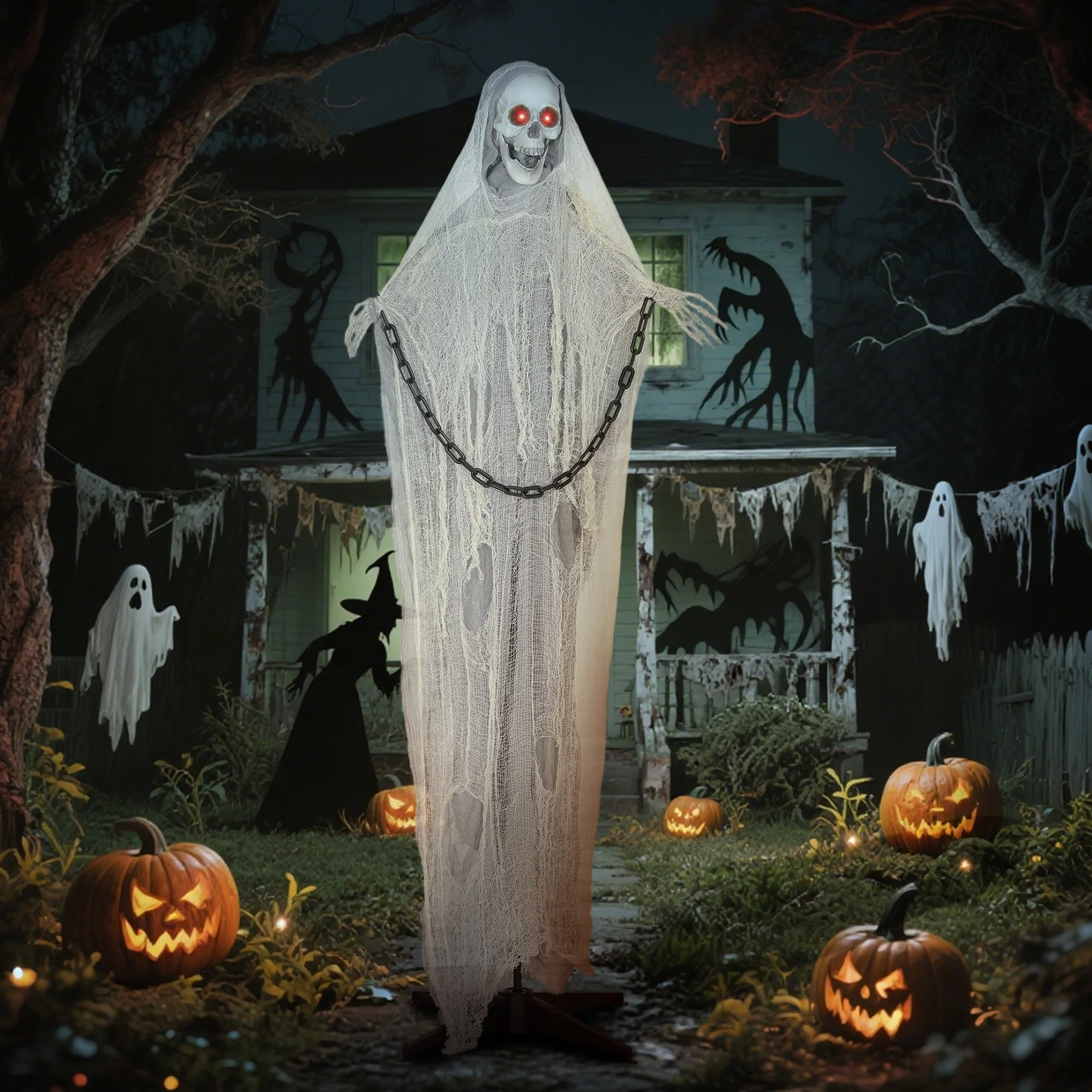 Outsunny 183 cm Life Size Scary Halloween Decorations, Battery Operated - Image 8