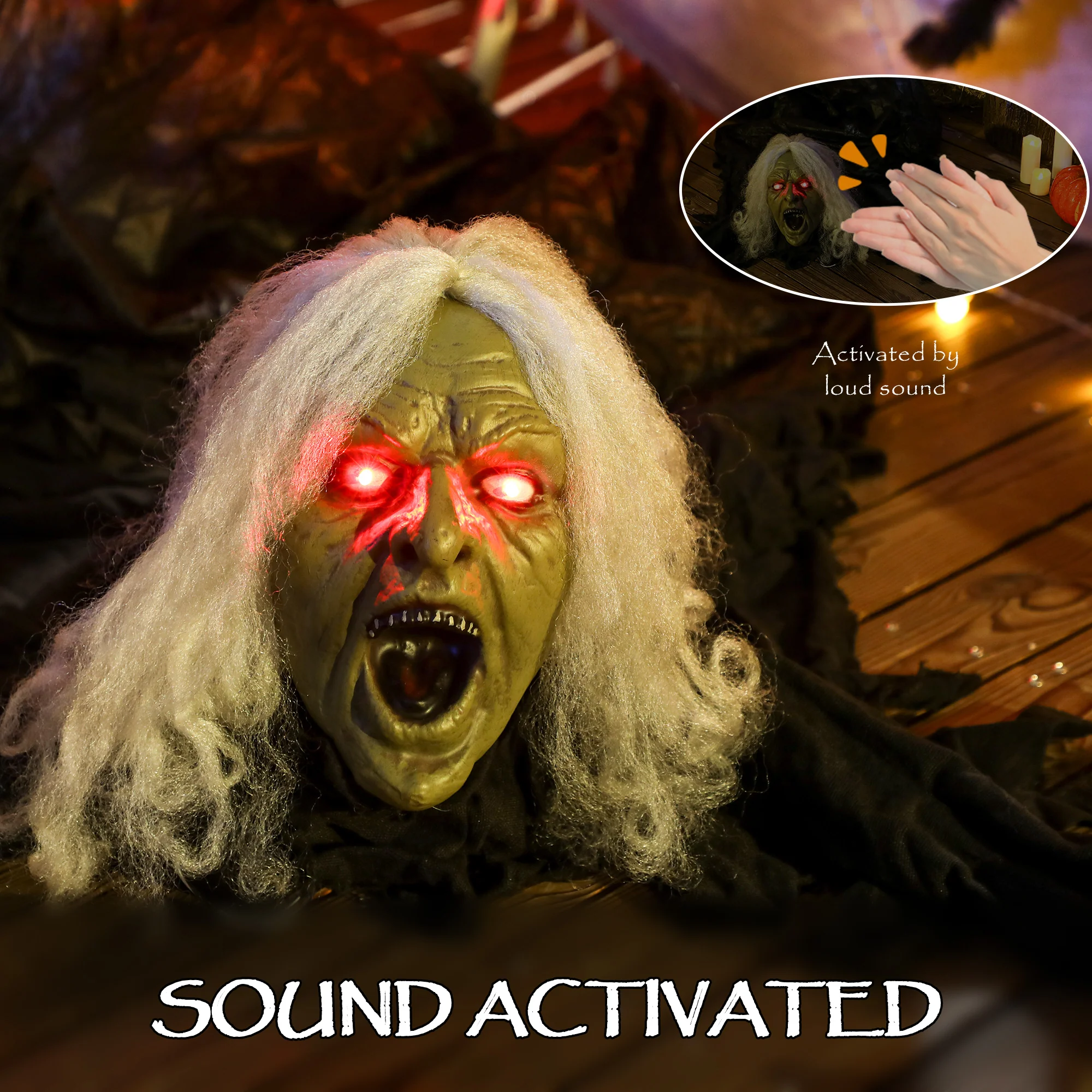 Outsunny 183 cm Life Size Scary Halloween Decorations, Battery Operated - Image 3