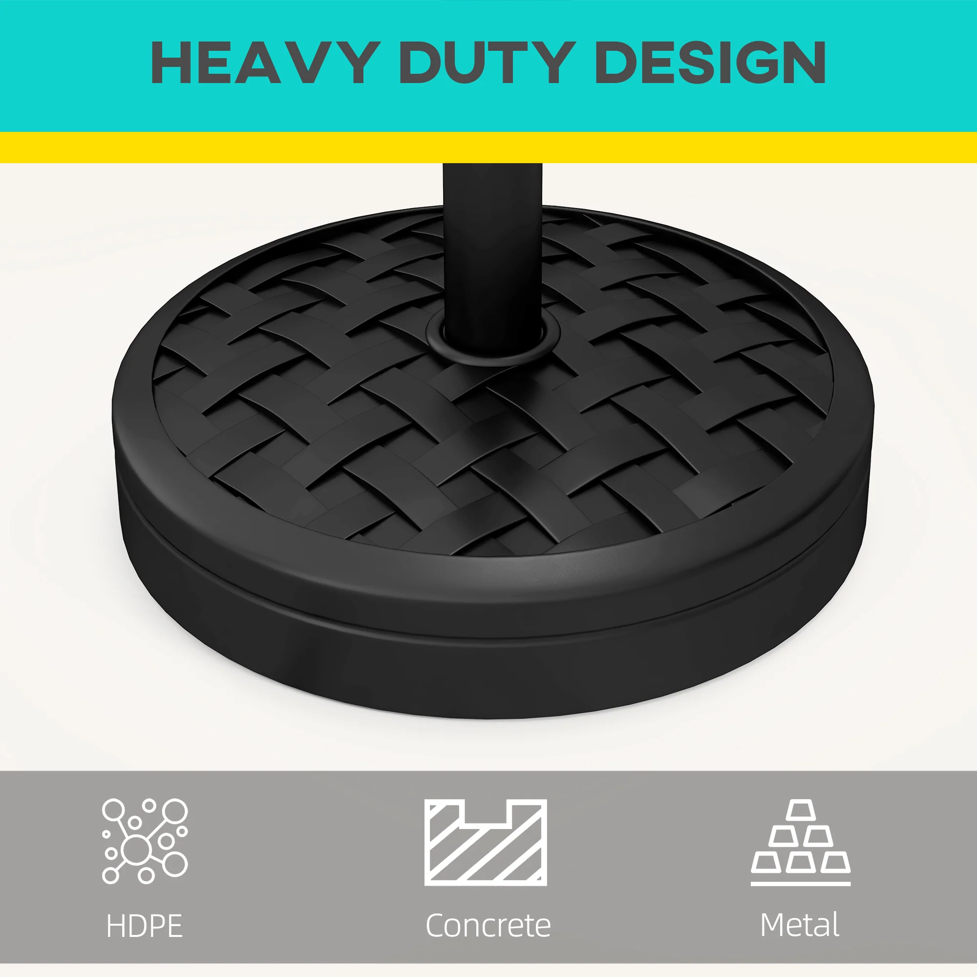 Outsunny 18kg Concrete Parasol Base With Rattan Effect Heavy Duty Umbrella Stand - Image 4