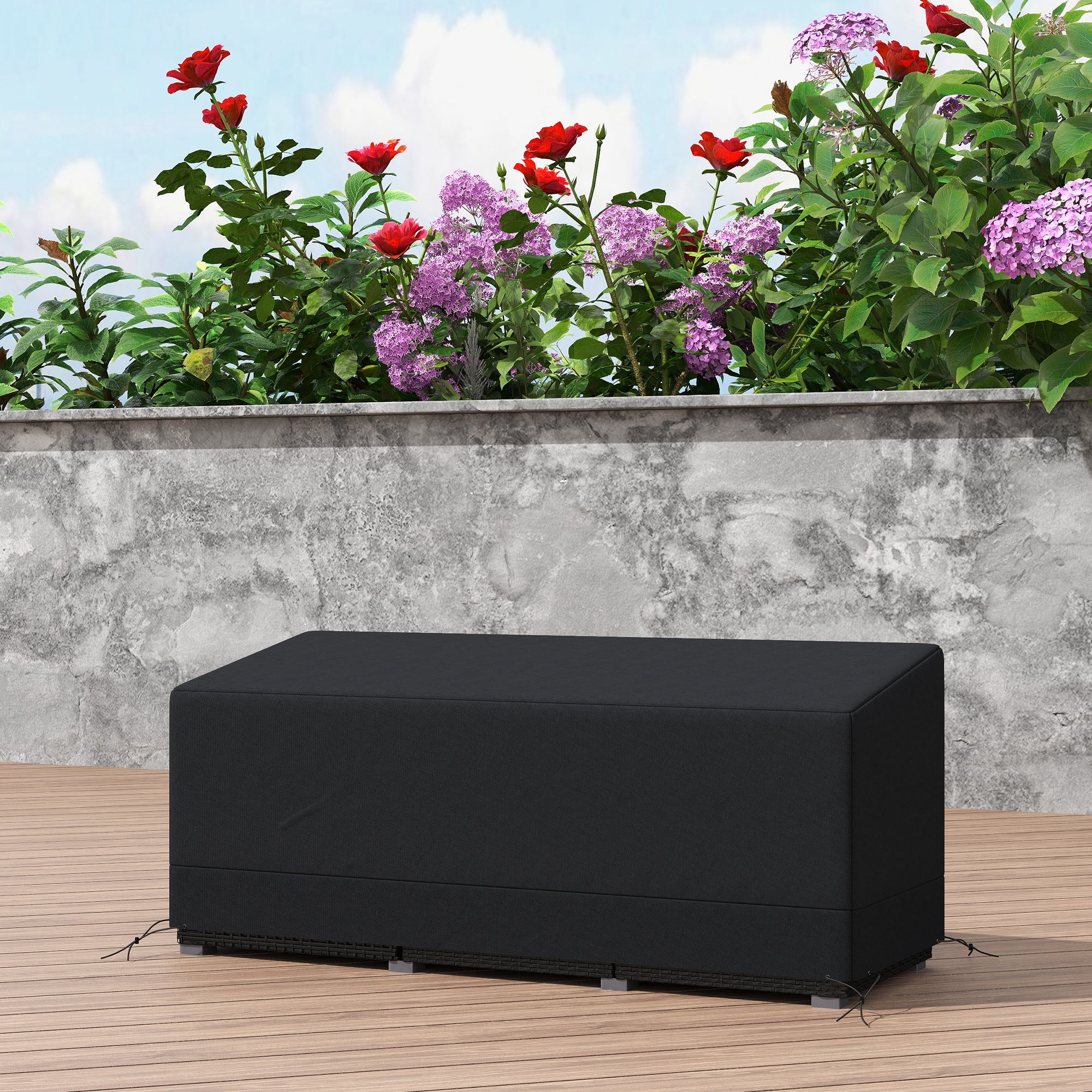Outsunny 190x72x76cm Rectangular Patio Furniture Cover for Chairs Black - Image 7