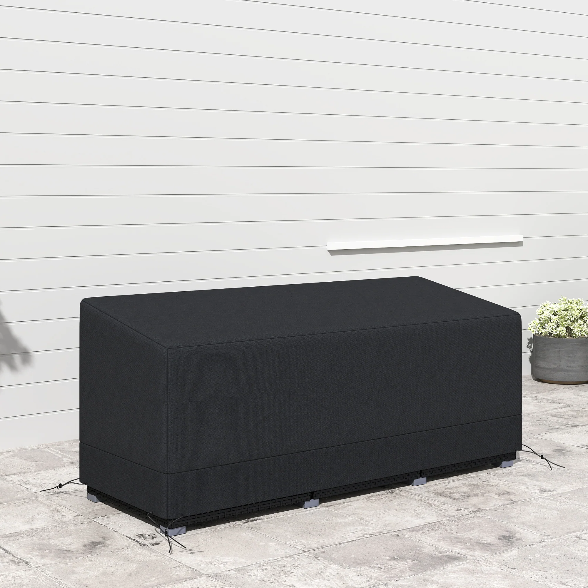 Outsunny 190x72x76cm Rectangular Patio Furniture Cover for Chairs Black - Image 9