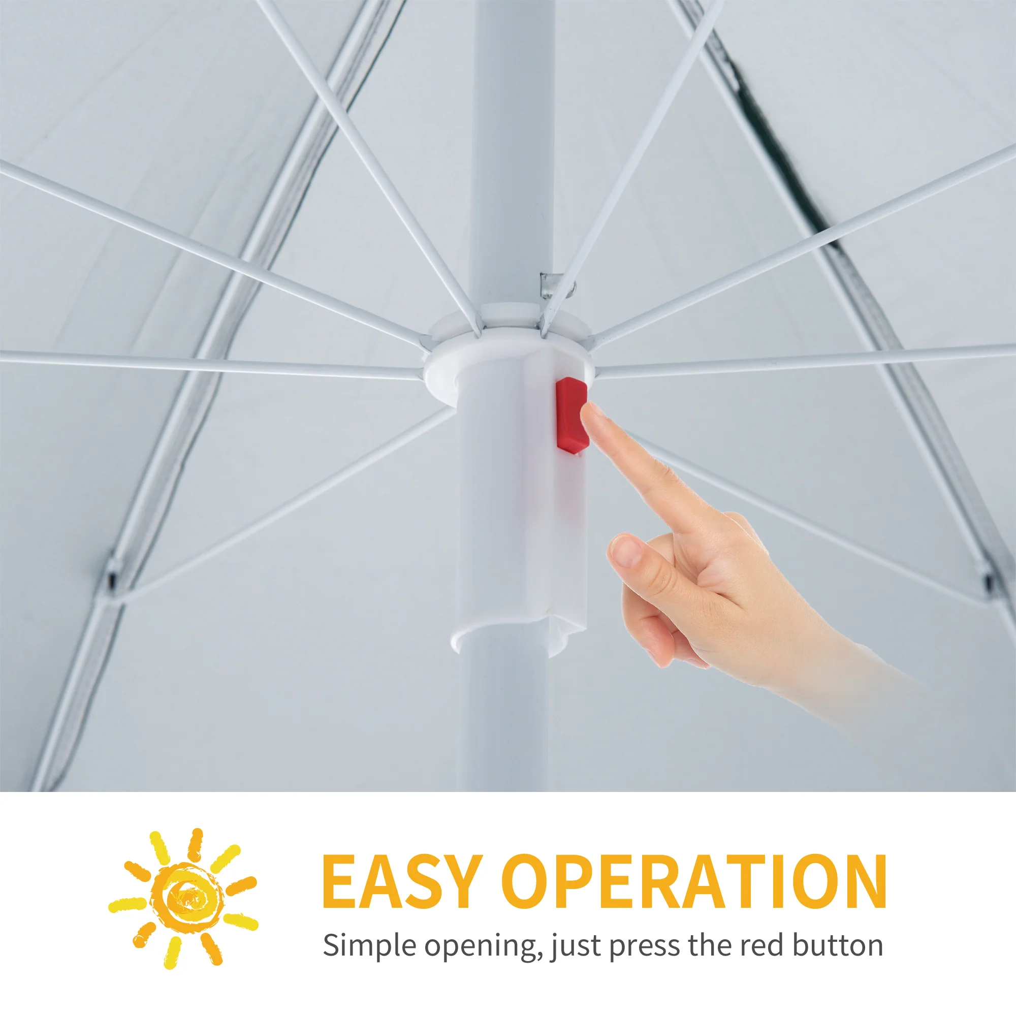Outsunny  2.2M Outdoor Parasol Fishing Umbrella Beach Sun Shelter w/ Carry Bag - Image 4