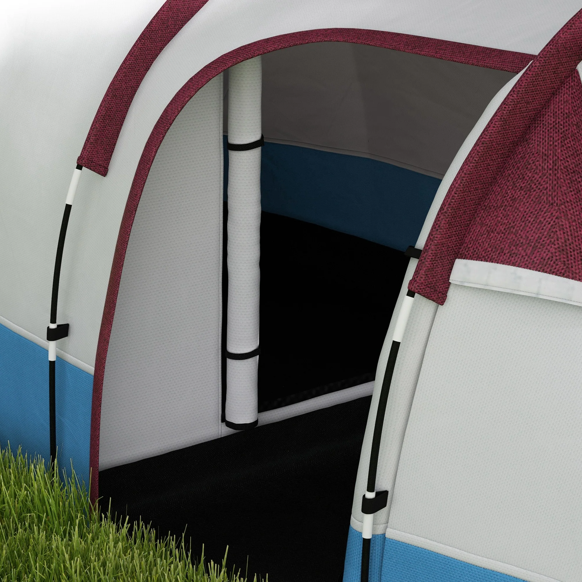 Outsunny 2-3 Man Camping Tunnel Tent with Bedroom and Living Room, Red - Image 9
