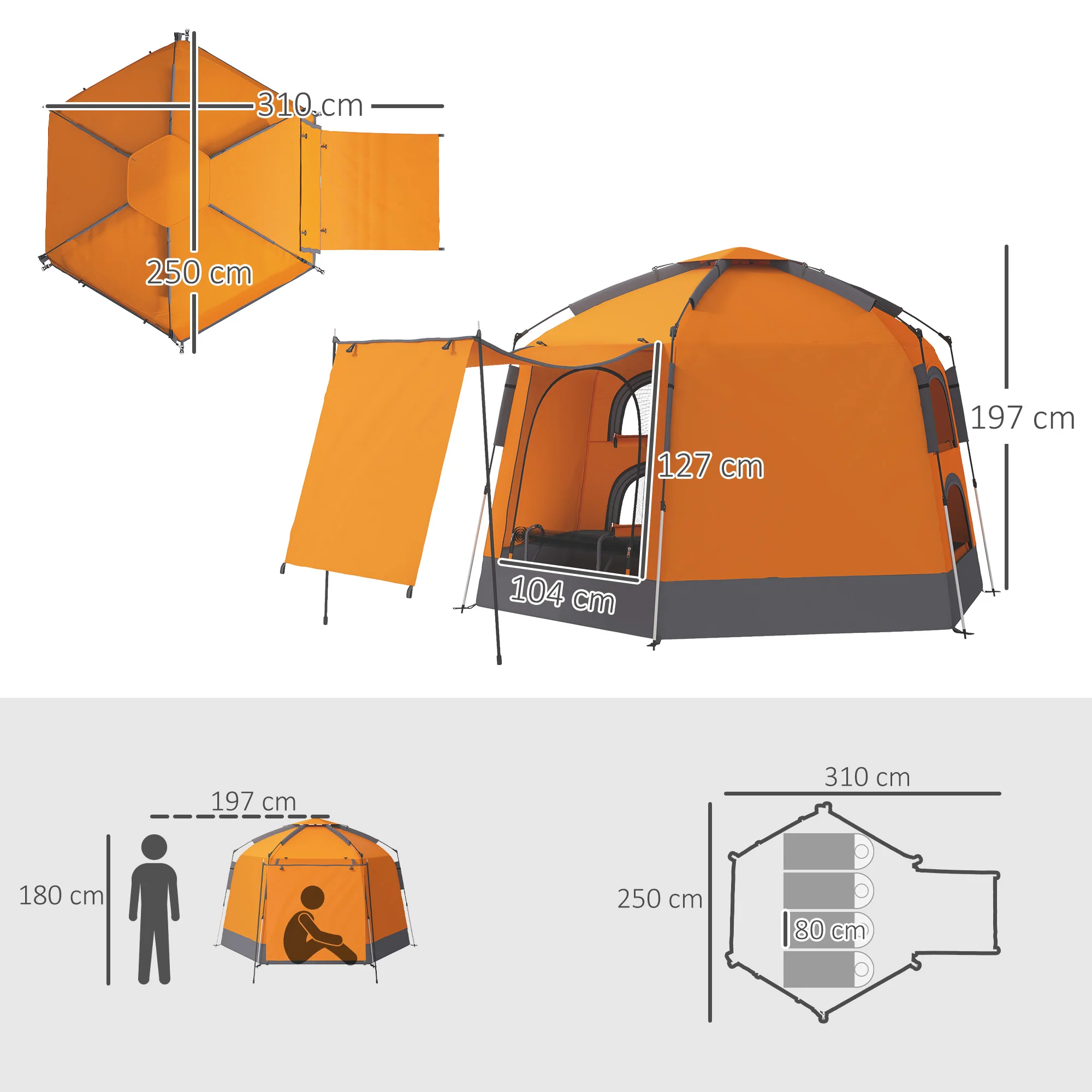 Outsunny 2-4 Person Tent, Instant Pop Up Camping Tent - Image 14