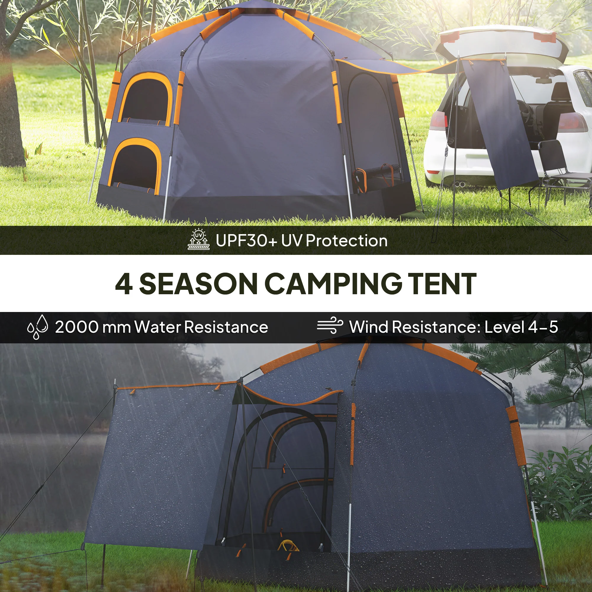 Outsunny 2-4 Person Tent, Instant Pop Up Camping Tent - Image 4
