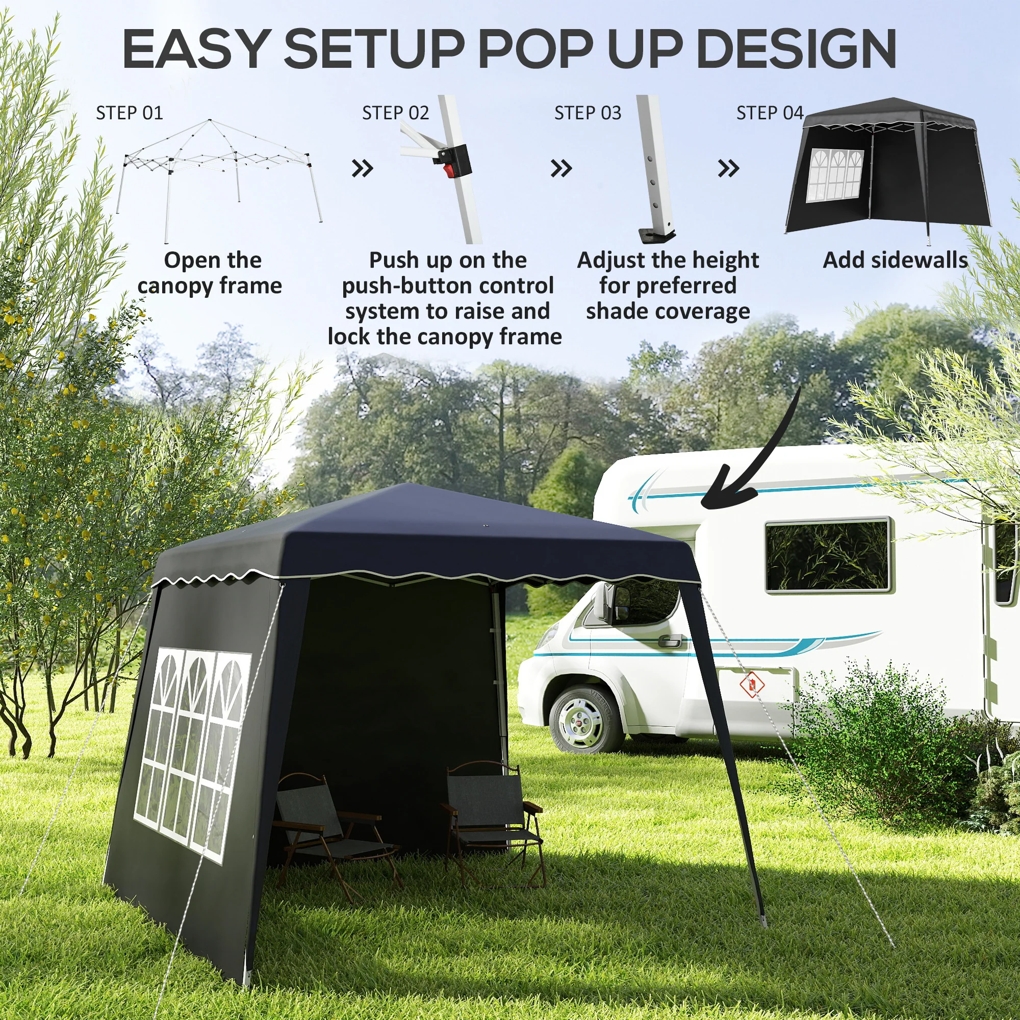 Outsunny 2.4 X 2.4m UV50+ Pop Up Gazebo Canopy Tent With Carry Bag - Image 4