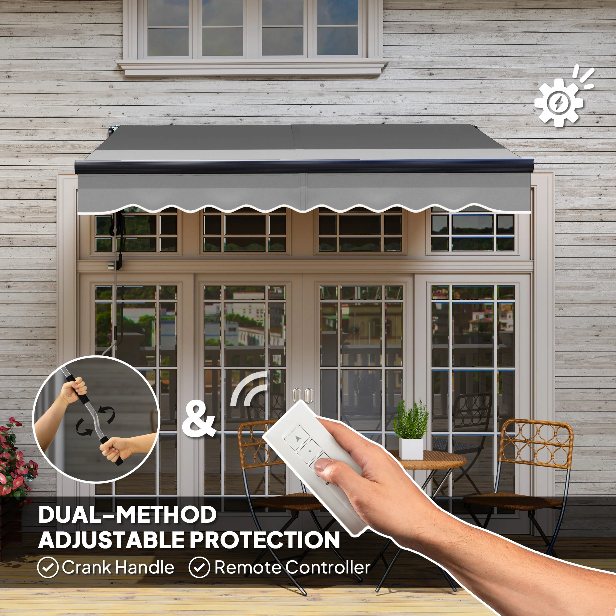Outsunny 2.5 x 2m Electric Retractable Awning w/ Aluminium Frame - Image 12