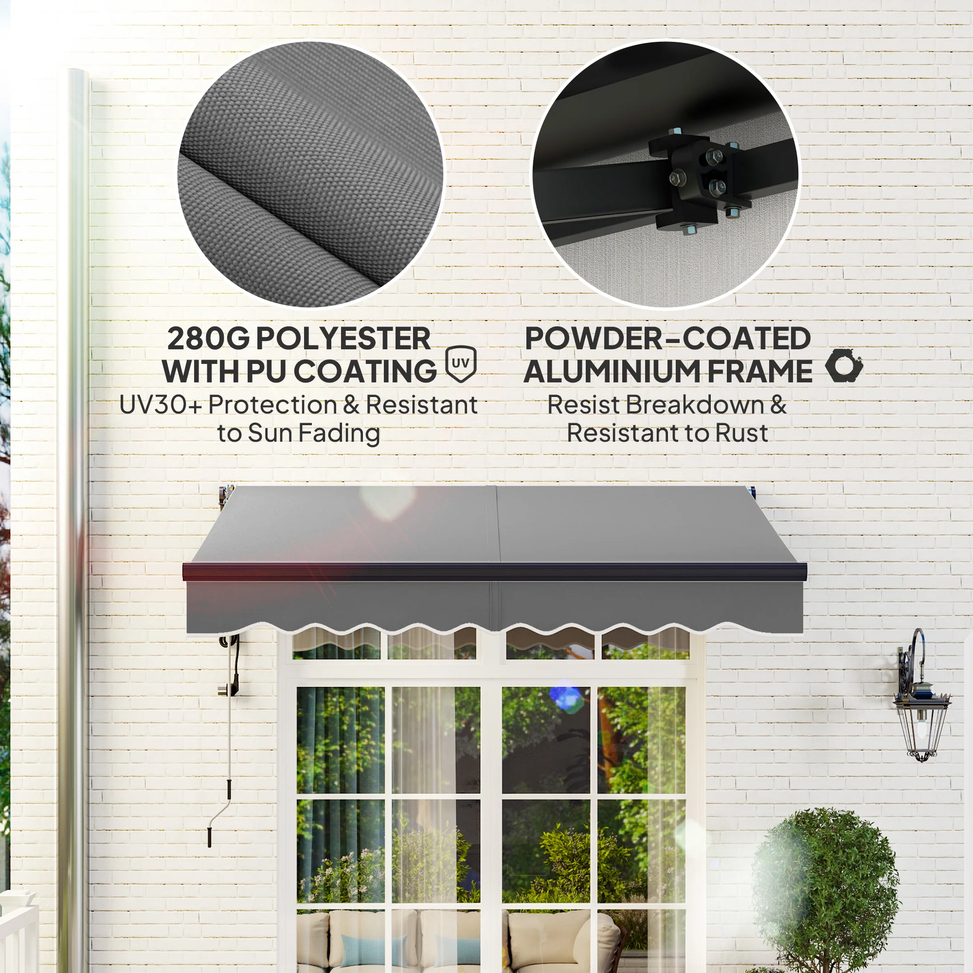 Outsunny 2.5 x 2m Electric Retractable Awning w/ Aluminium Frame - Image 13