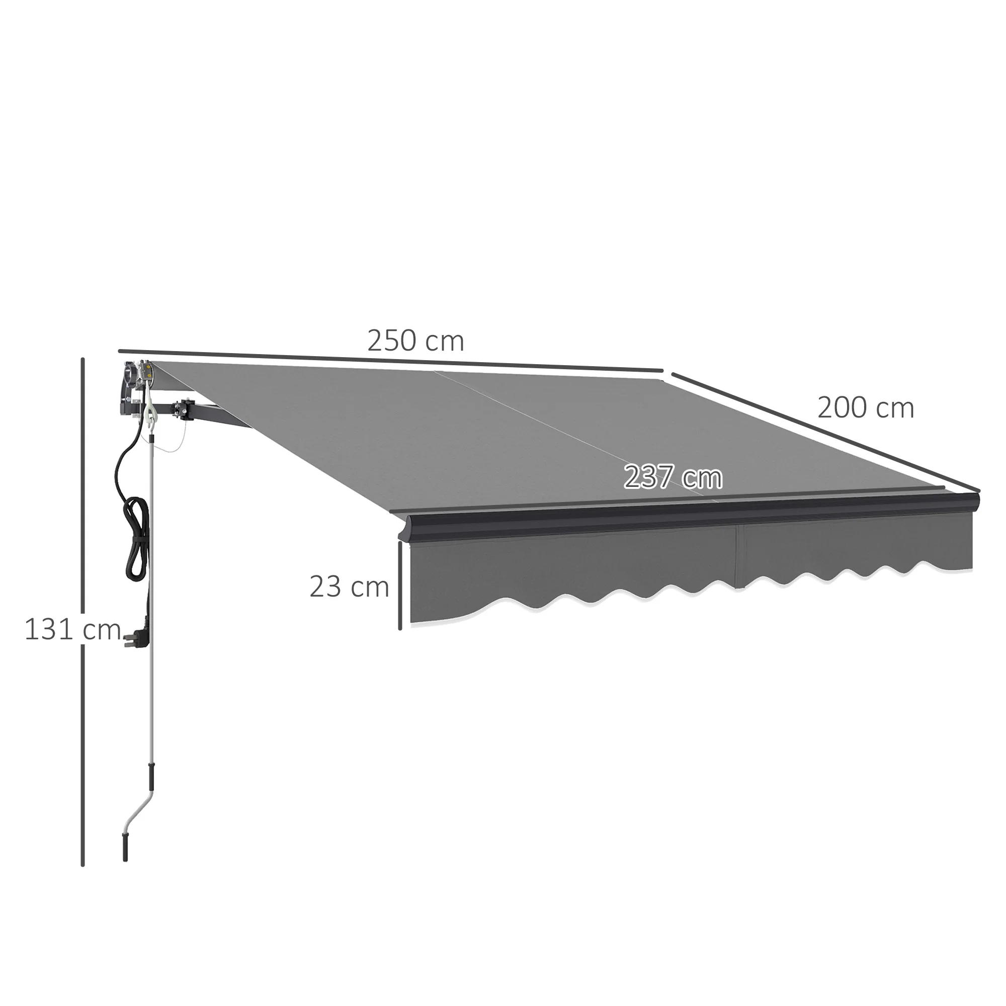 Outsunny 2.5 x 2m Electric Retractable Awning w/ Aluminium Frame - Image 14