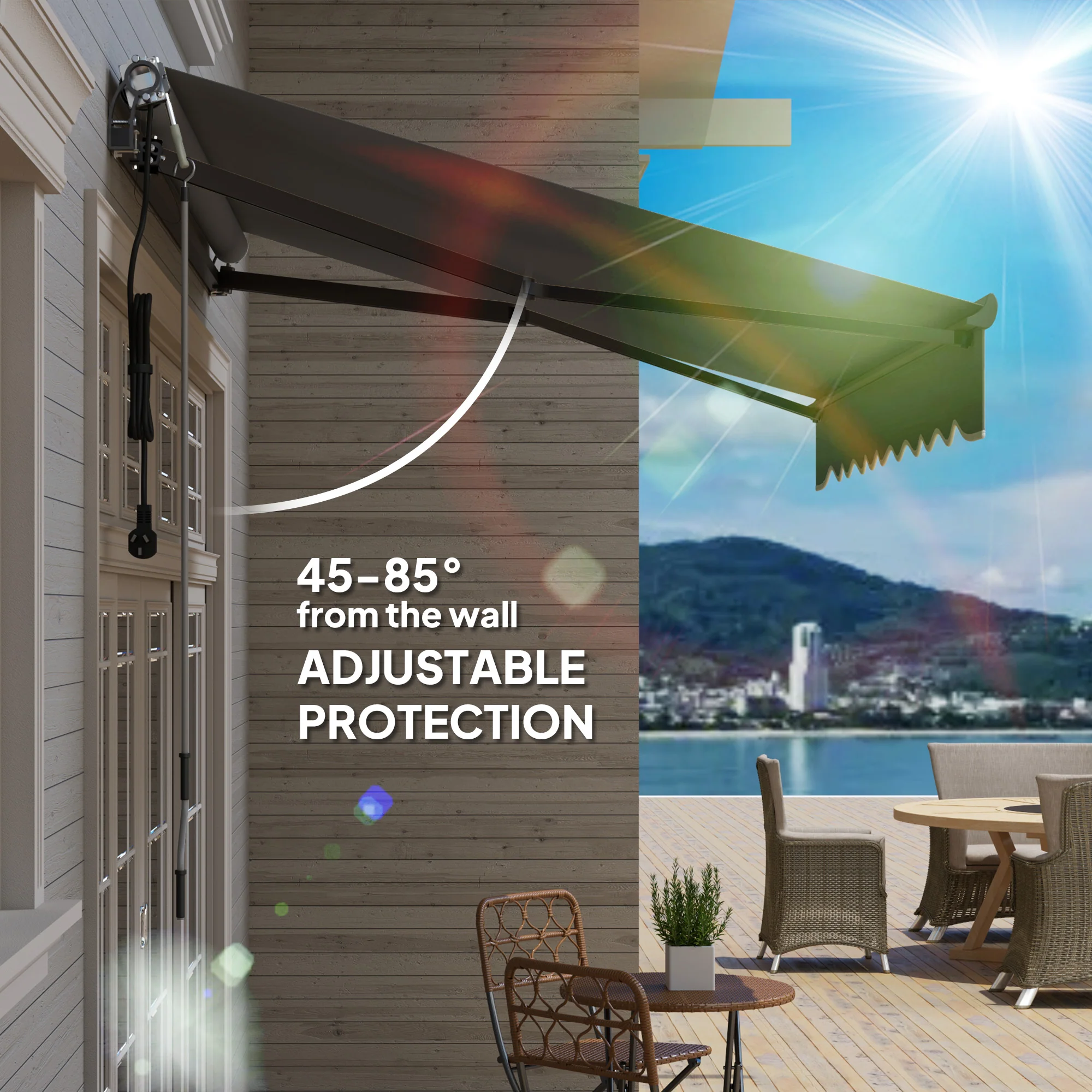 Outsunny 2.5 x 2m Electric Retractable Awning w/ Aluminium Frame - Image 15