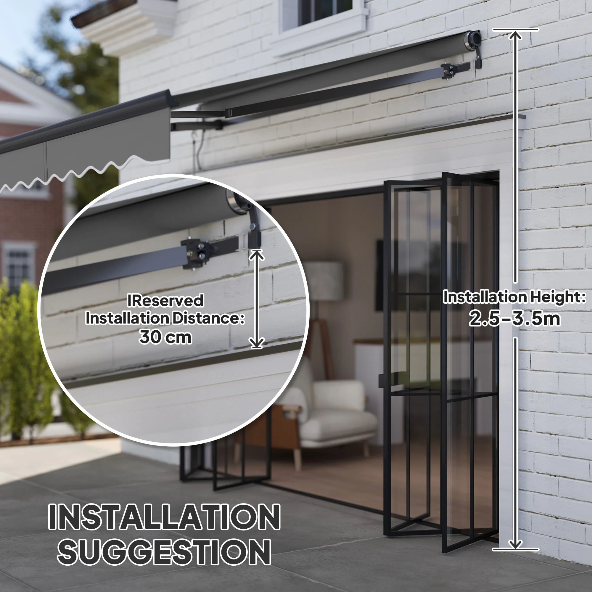 Outsunny 2.5 x 2m Electric Retractable Awning w/ Aluminium Frame - Image 16