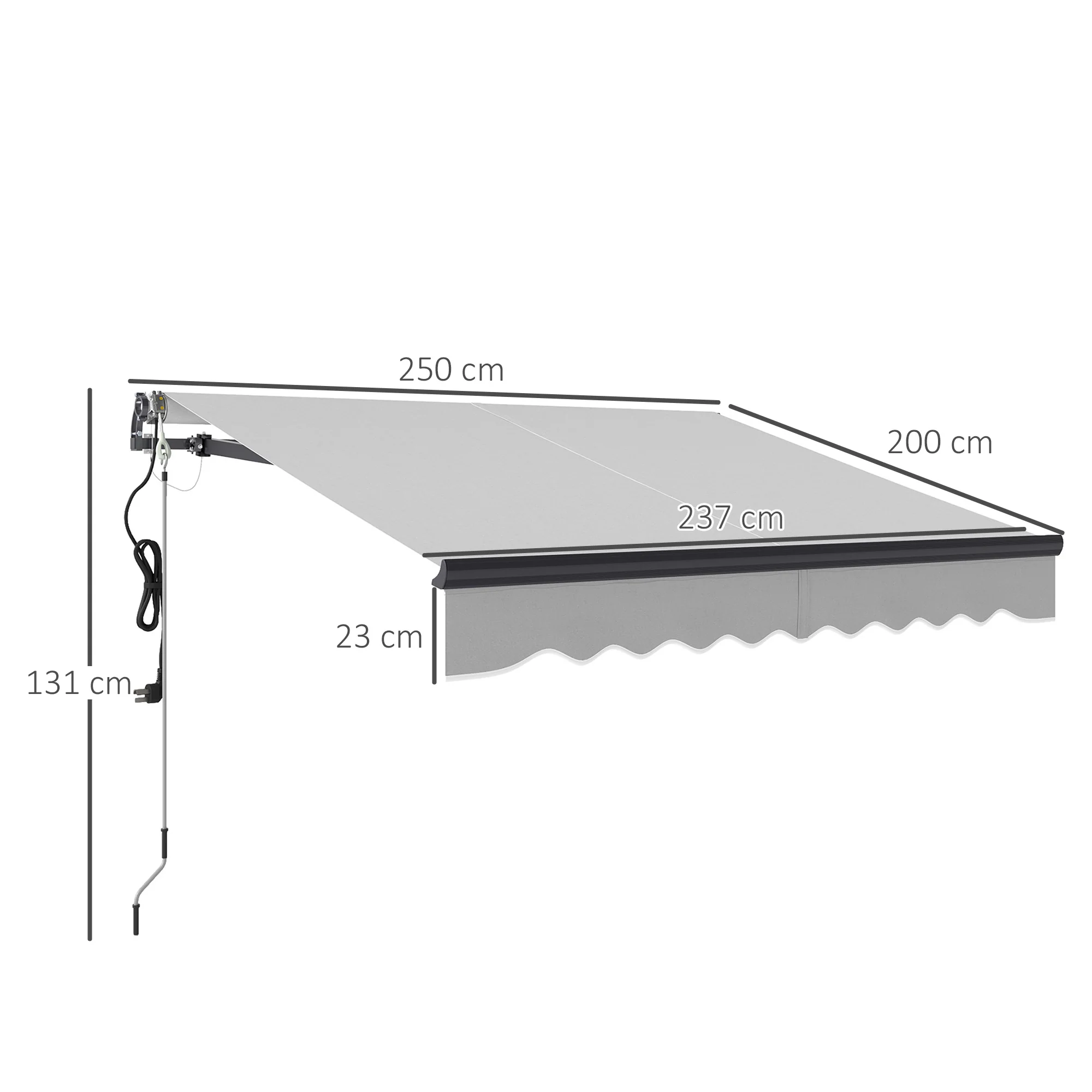 Outsunny 2.5 x 2m Electric Retractable Awning w/ Aluminium Frame - Image 23